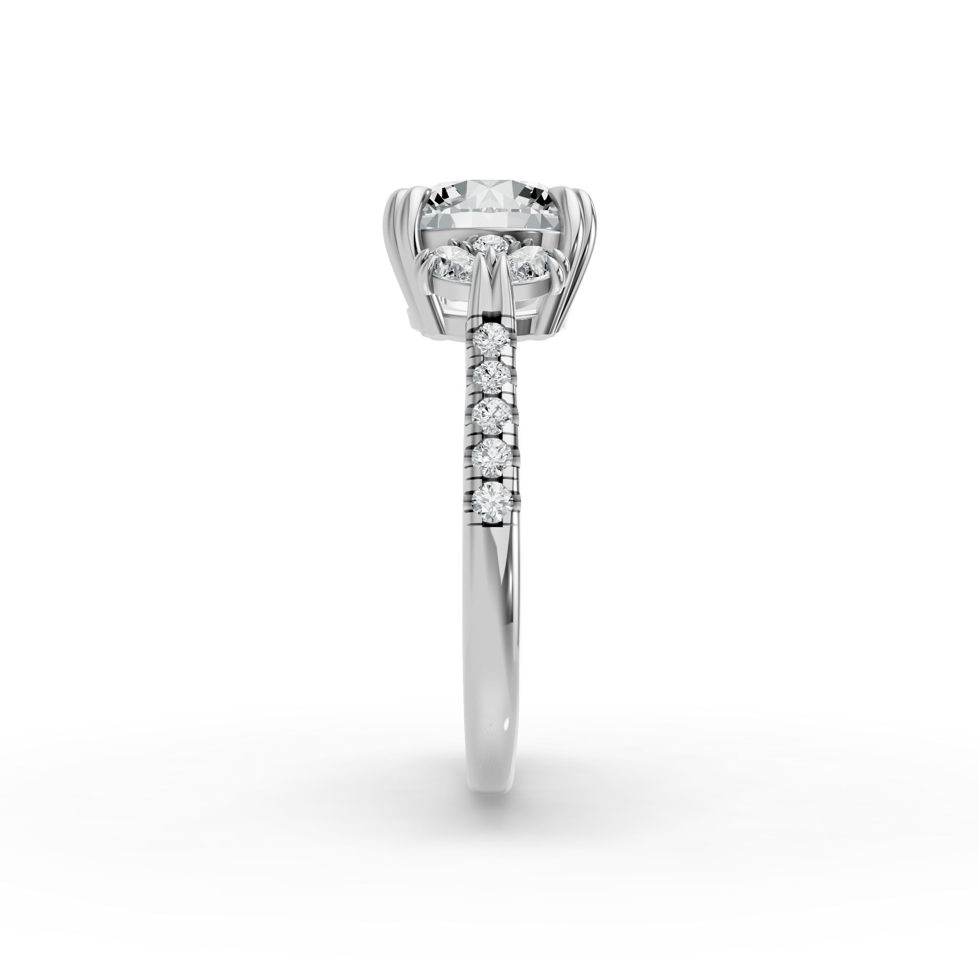 Round Shape Diamond Fancy Engagement Ring in Gold