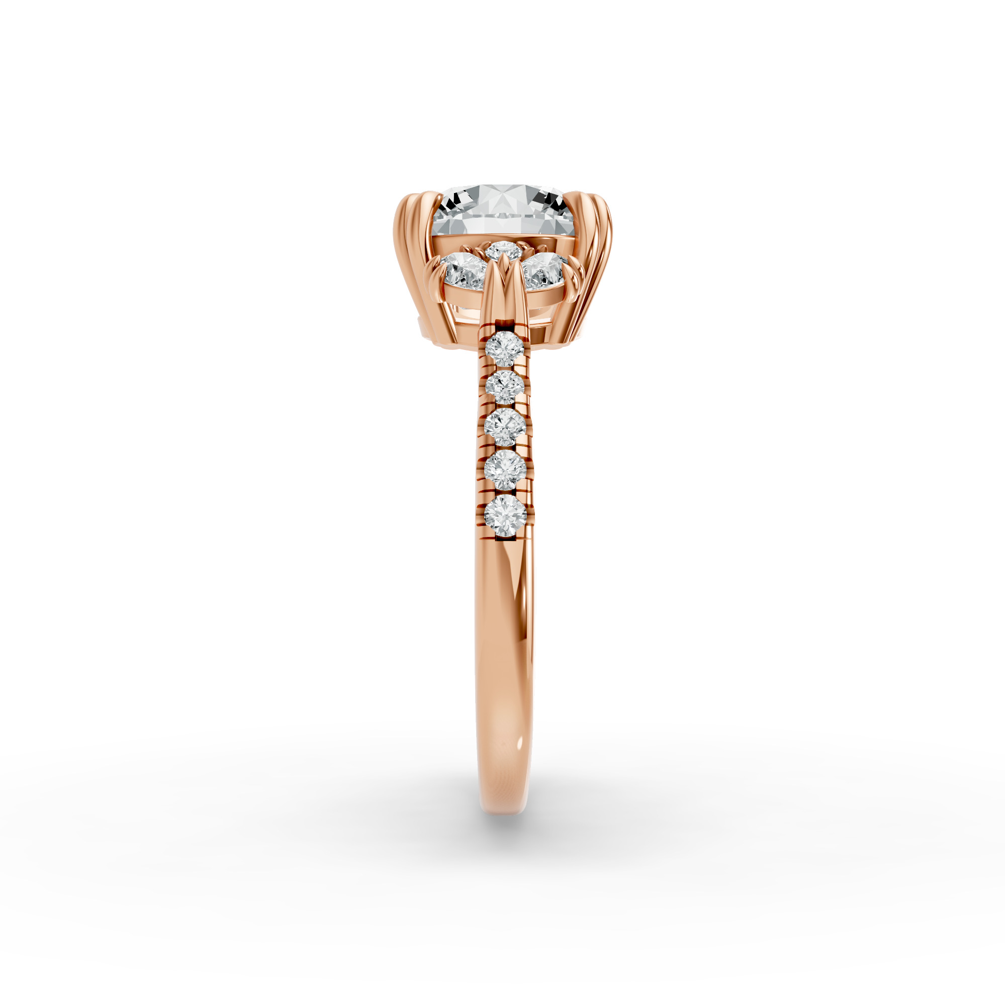 Round Shape Diamond Fancy Engagement Ring in Gold