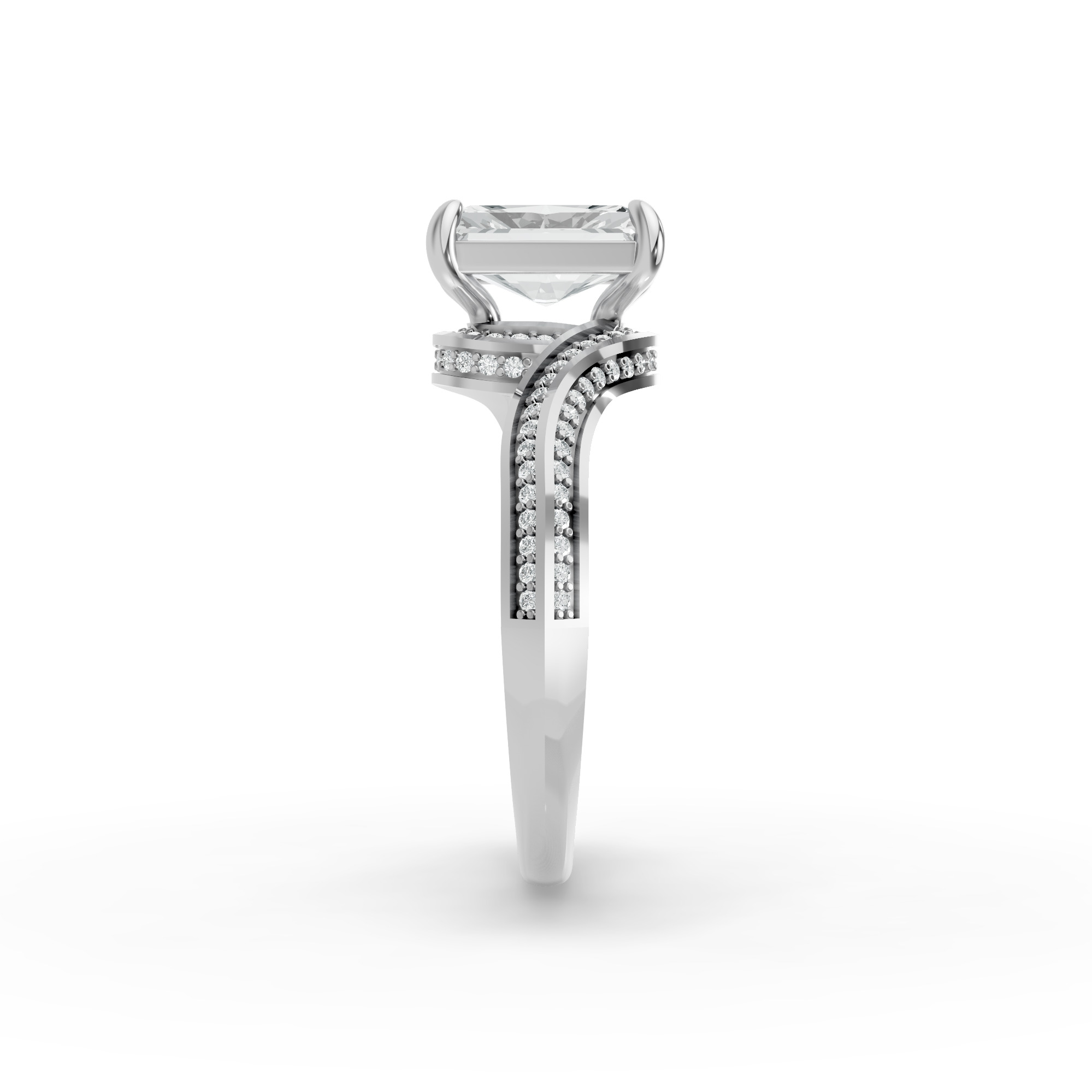 Radiant Shape Diamond Fancy Engagement Ring in Gold