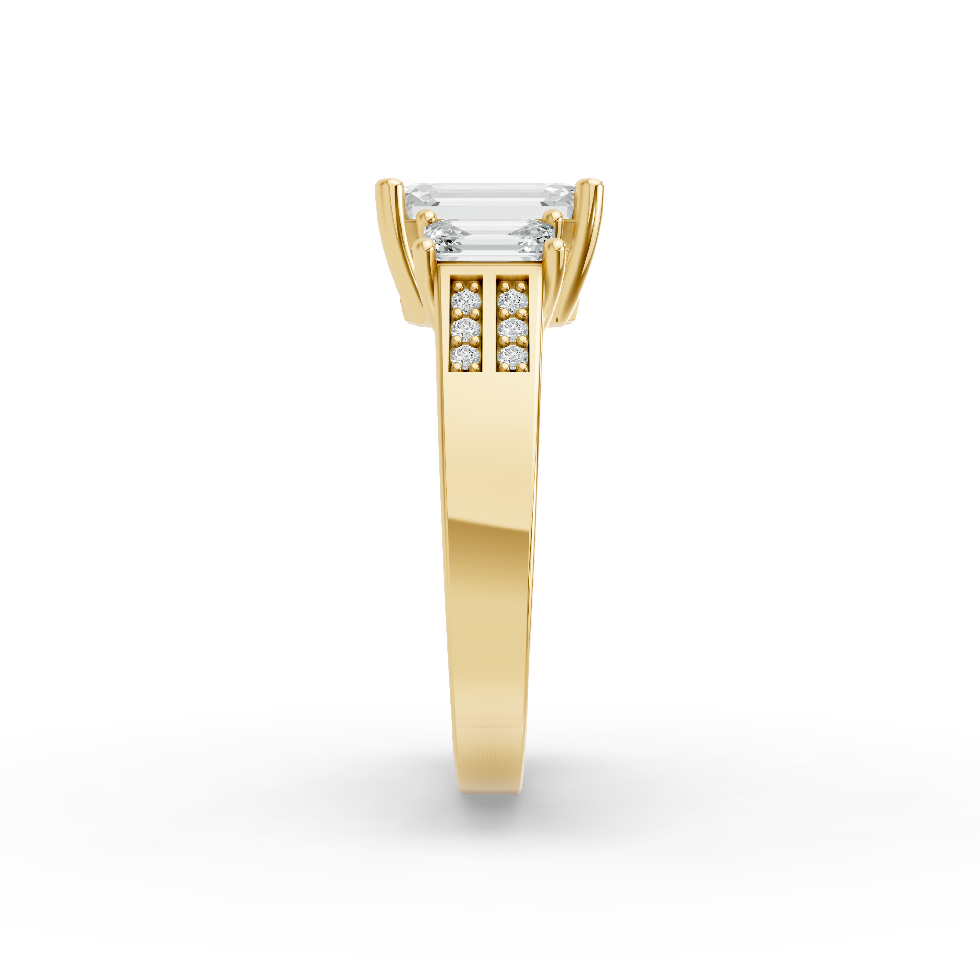 Emerald Shape Diamond Fancy Engagement Ring in Gold