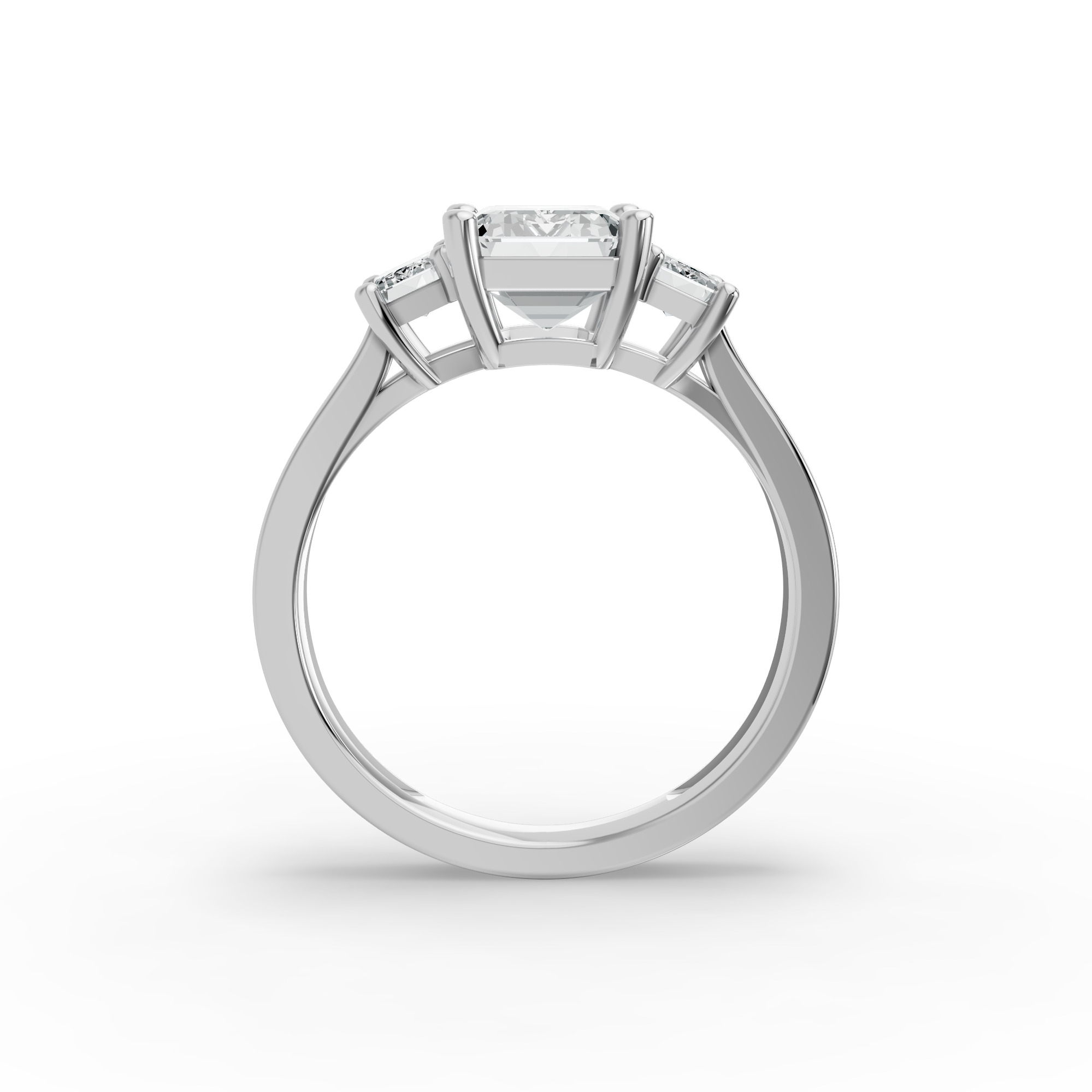 Emerald Shape Diamond Fancy Engagement Ring in Gold