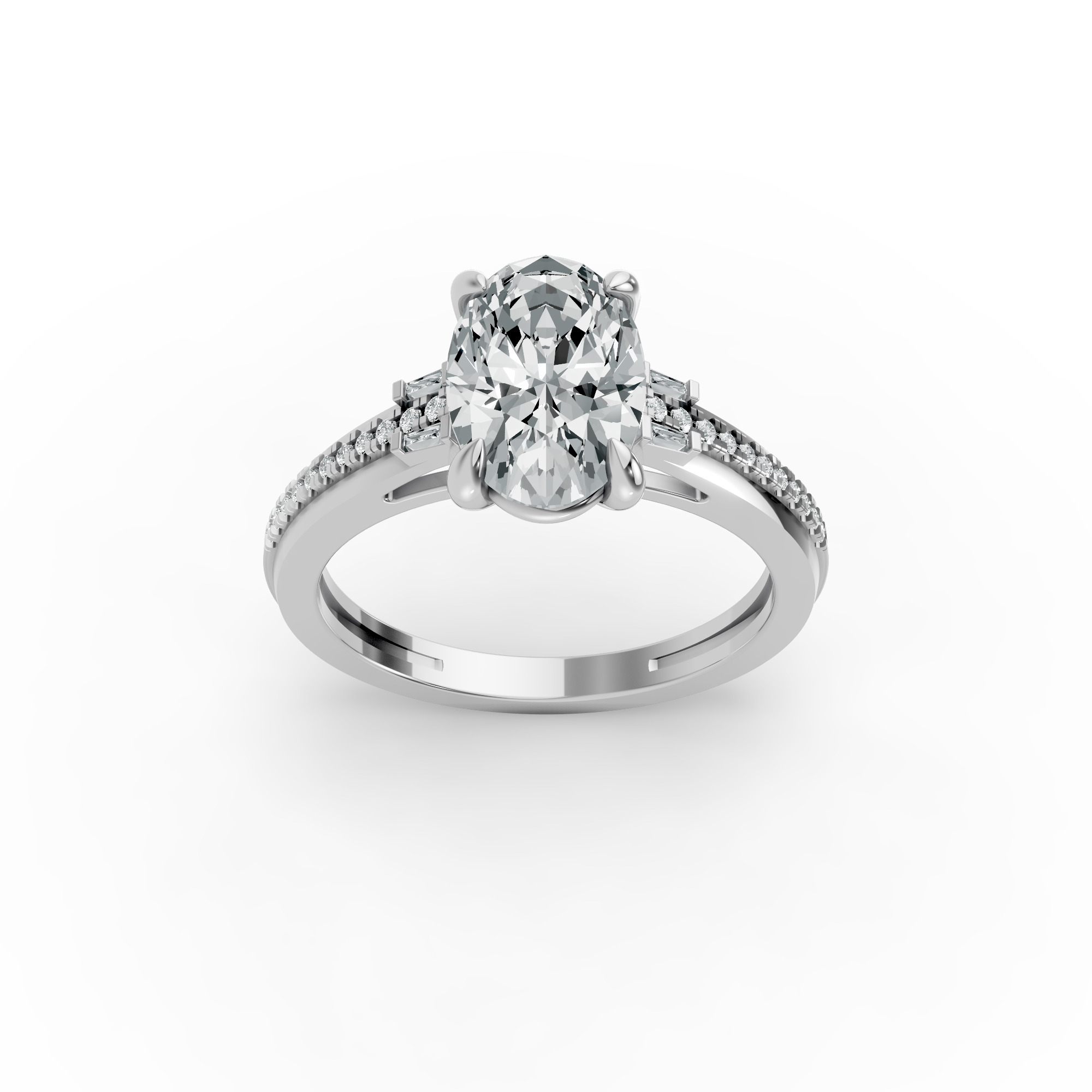 Oval Shape Diamond Fancy Engagement Ring in Gold