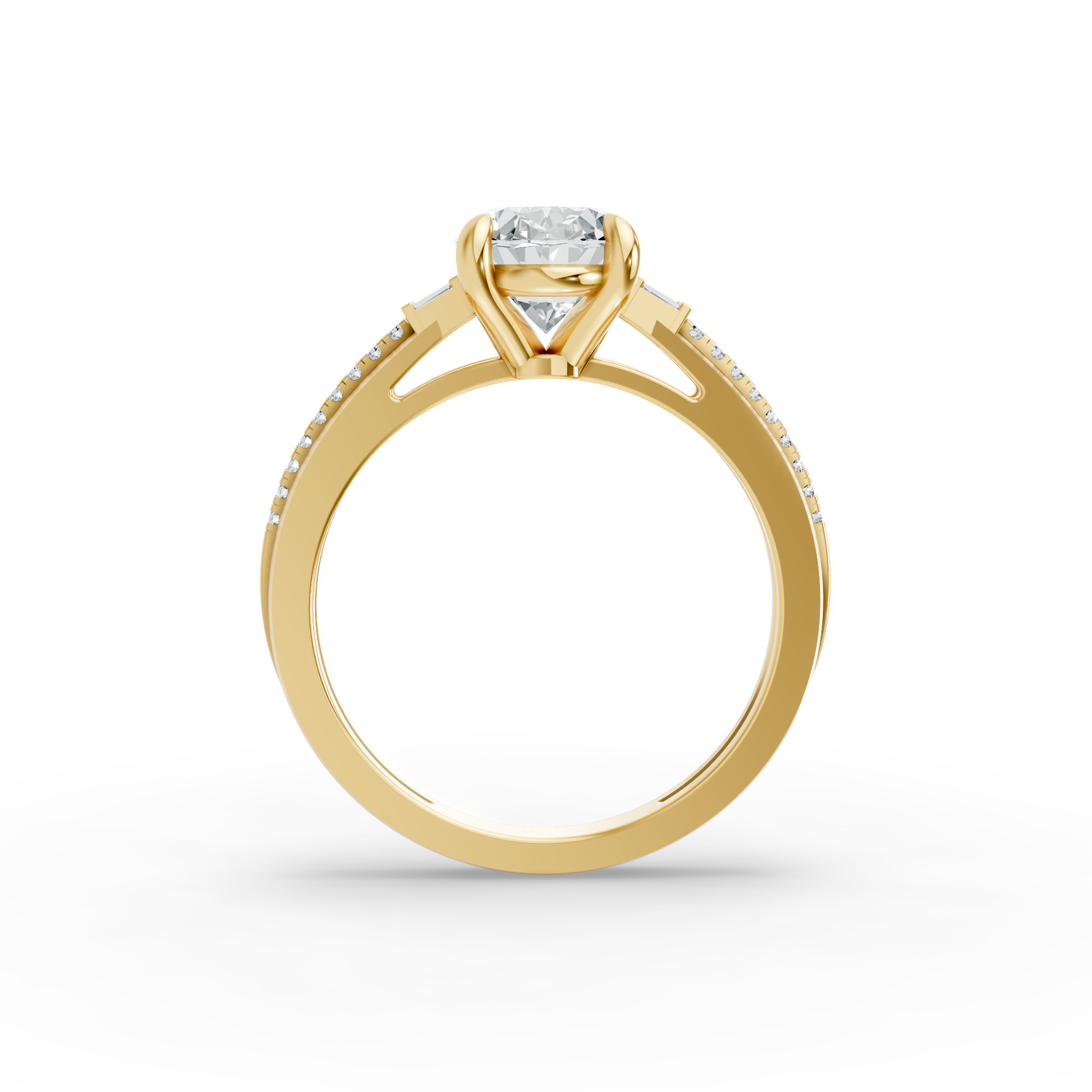 Oval Shape Diamond Fancy Engagement Ring in Gold