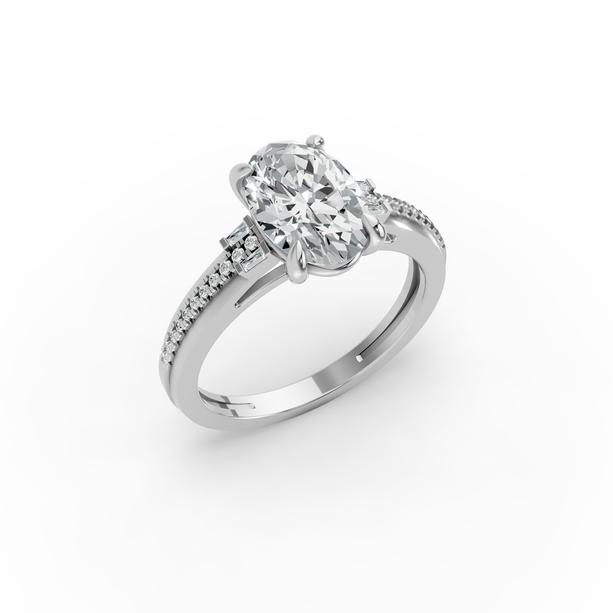 Oval Shape Diamond Fancy Engagement Ring in Gold
