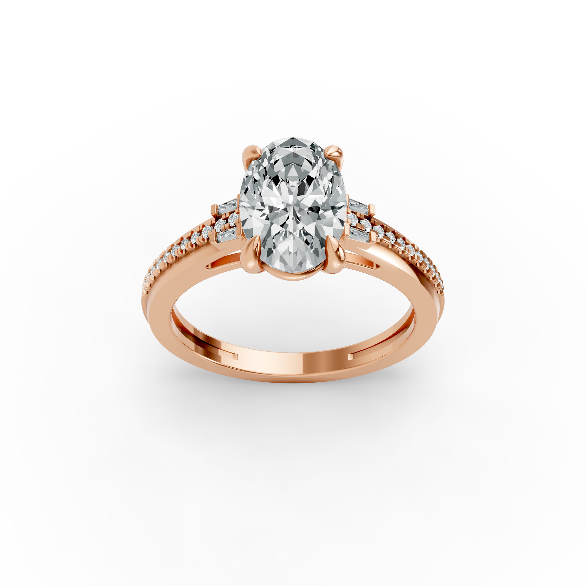 Oval Shape Diamond Fancy Engagement Ring in Gold