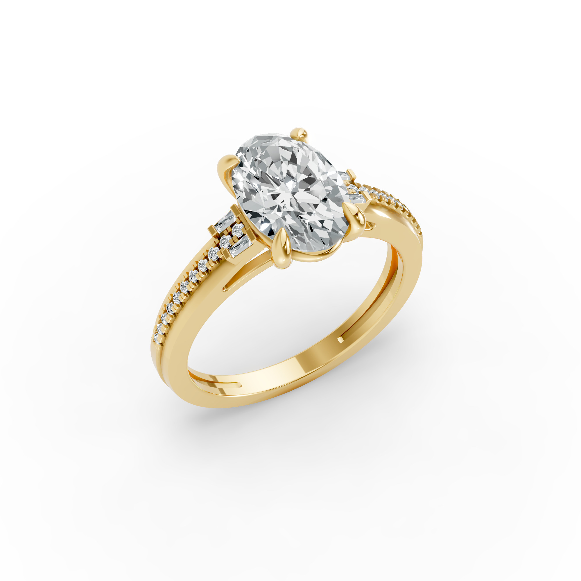 Oval Shape Diamond Fancy Engagement Ring in Gold