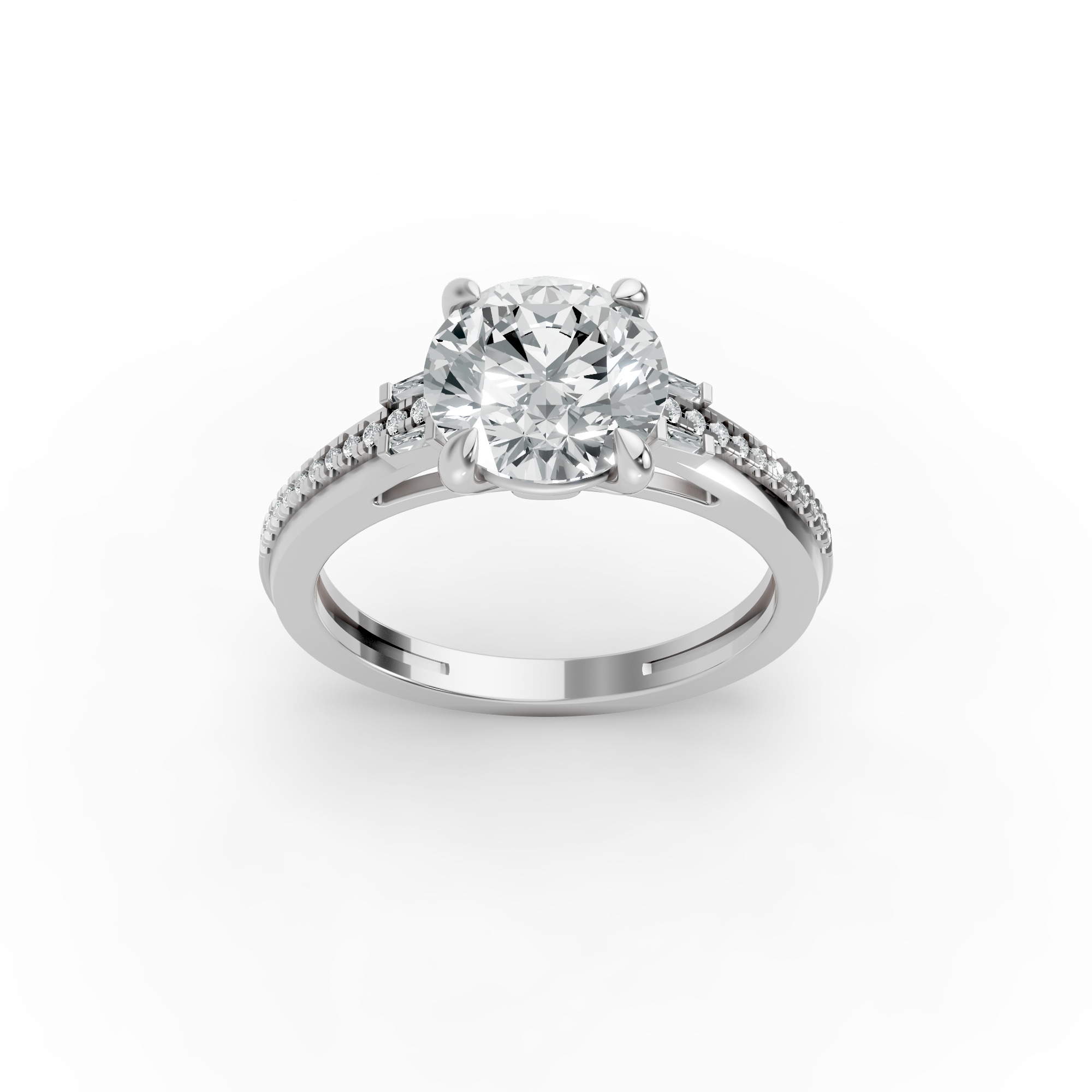 Round Shape Diamond Fancy Engagement Ring in Gold