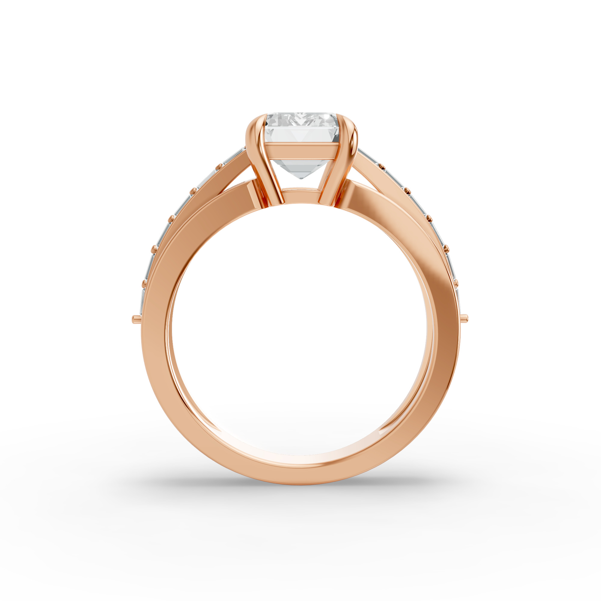 Emerald Shape Diamond Fancy Engagement Ring in Gold