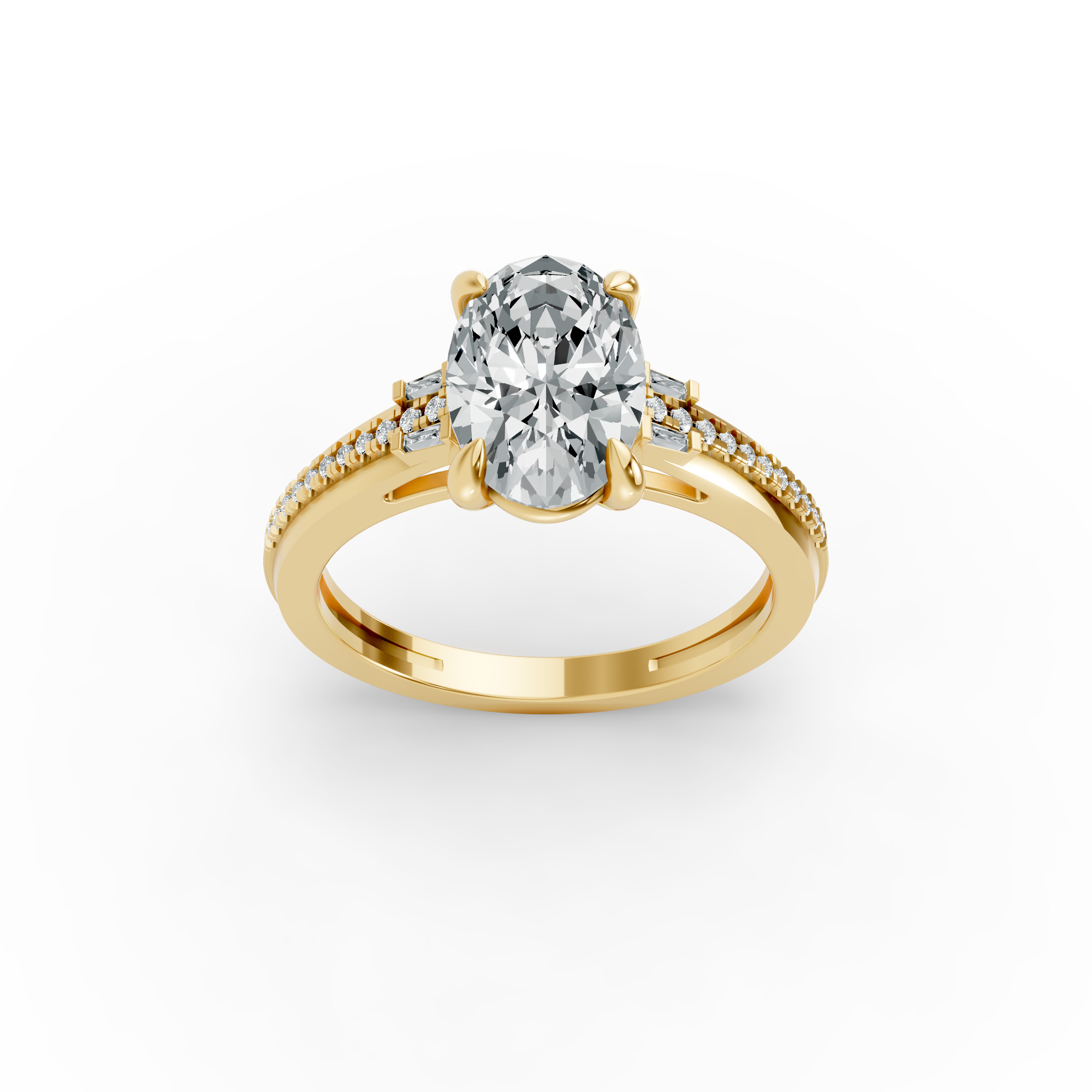 Oval Shape Diamond Fancy Engagement Ring in Gold