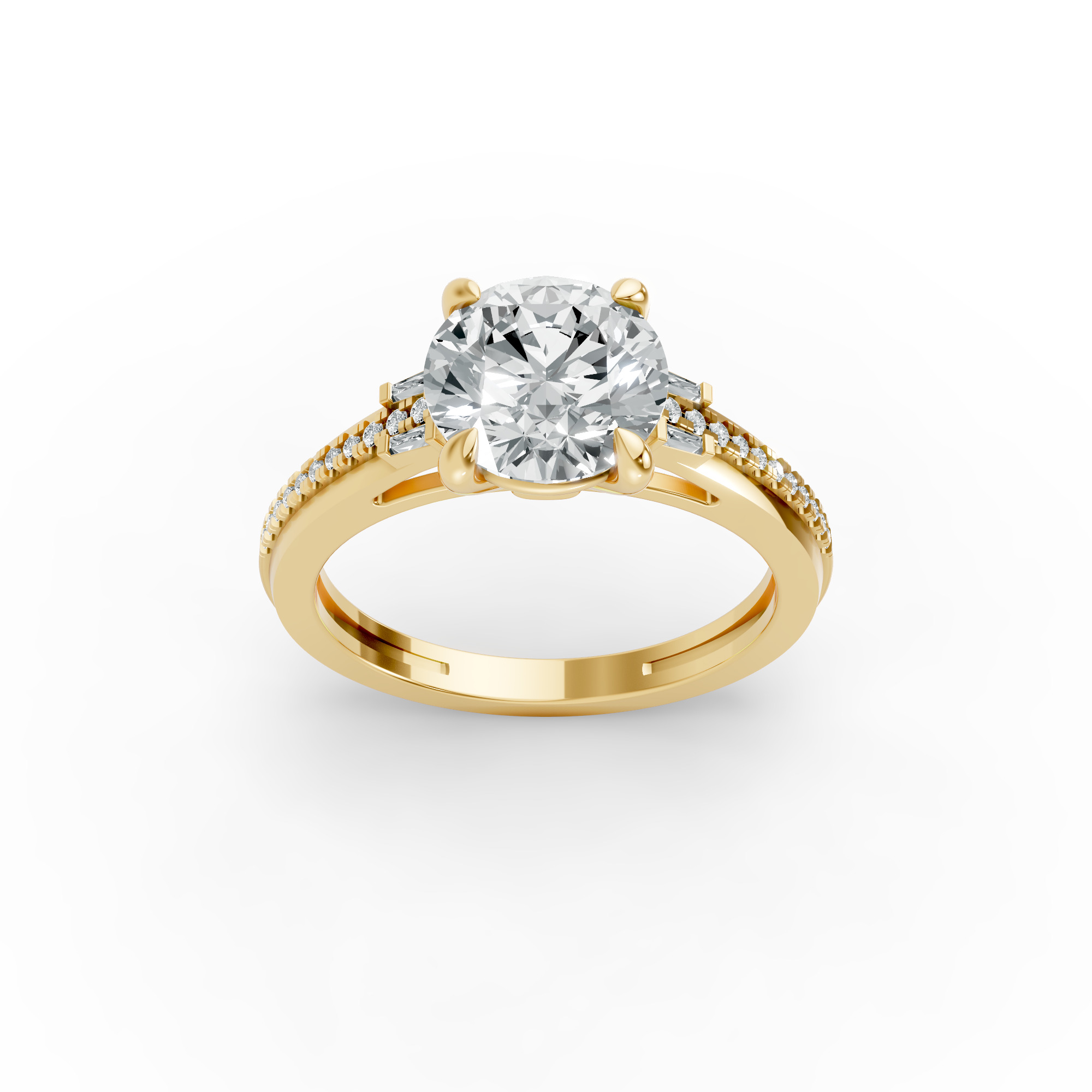Round Shape Diamond Fancy Engagement Ring in Gold
