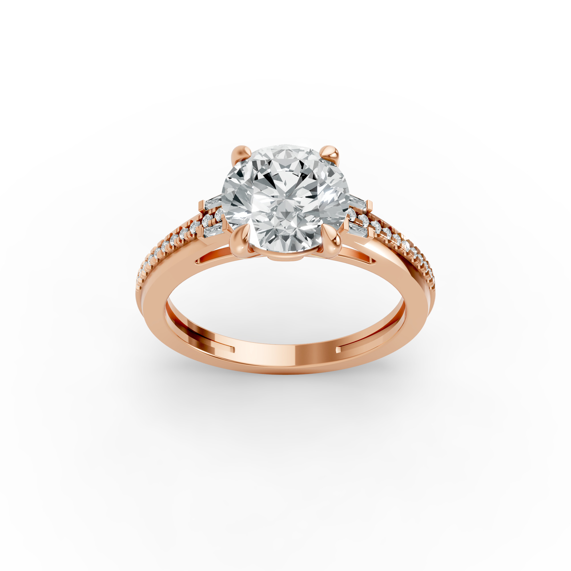 Round Shape Diamond Fancy Engagement Ring in Gold
