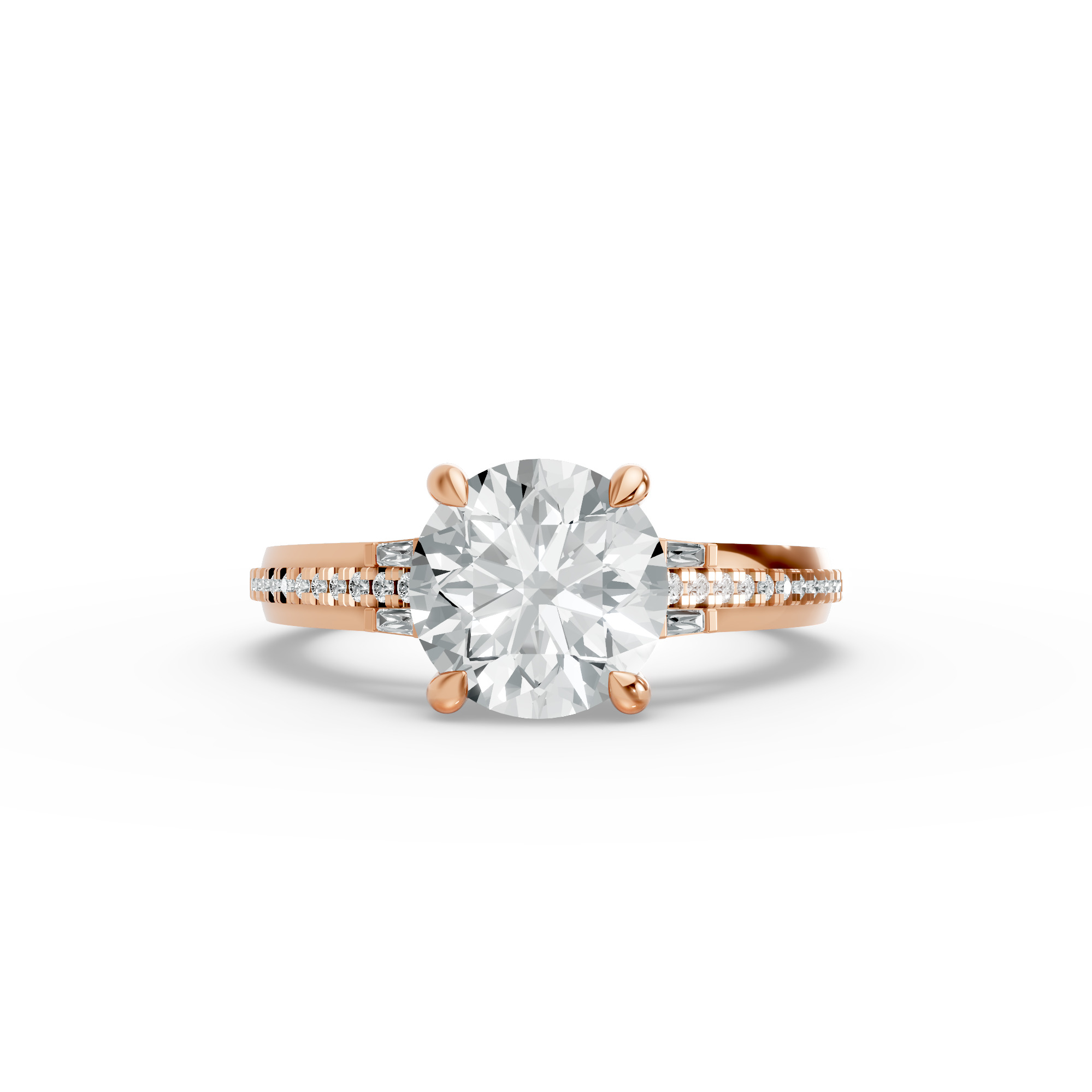 Round Shape Diamond Fancy Engagement Ring in Gold