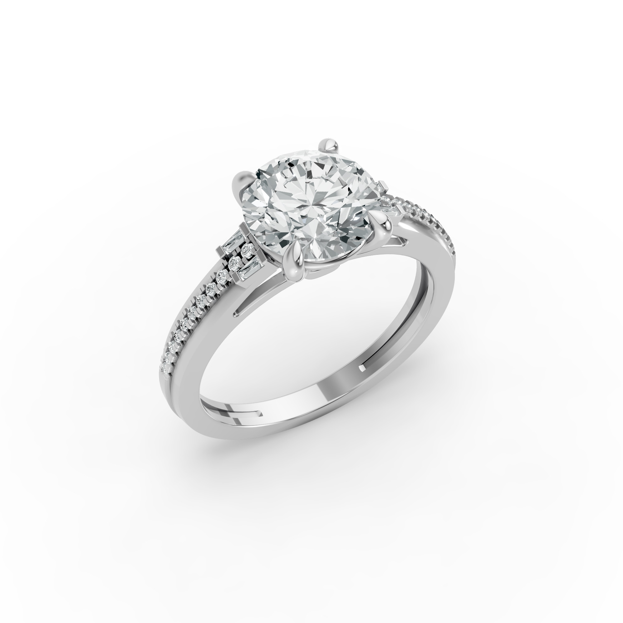 Round Shape Diamond Fancy Engagement Ring in Gold