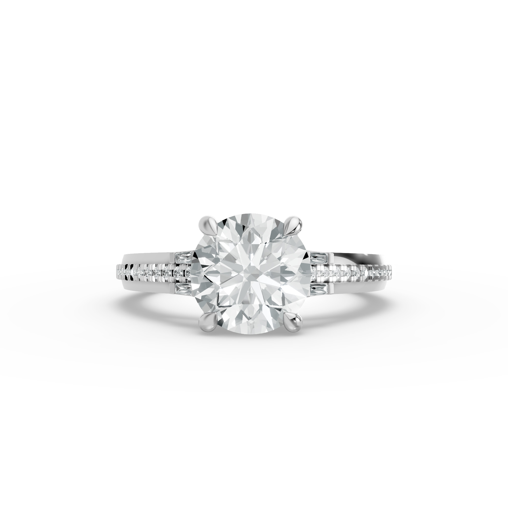Round Shape Diamond Fancy Engagement Ring in Gold