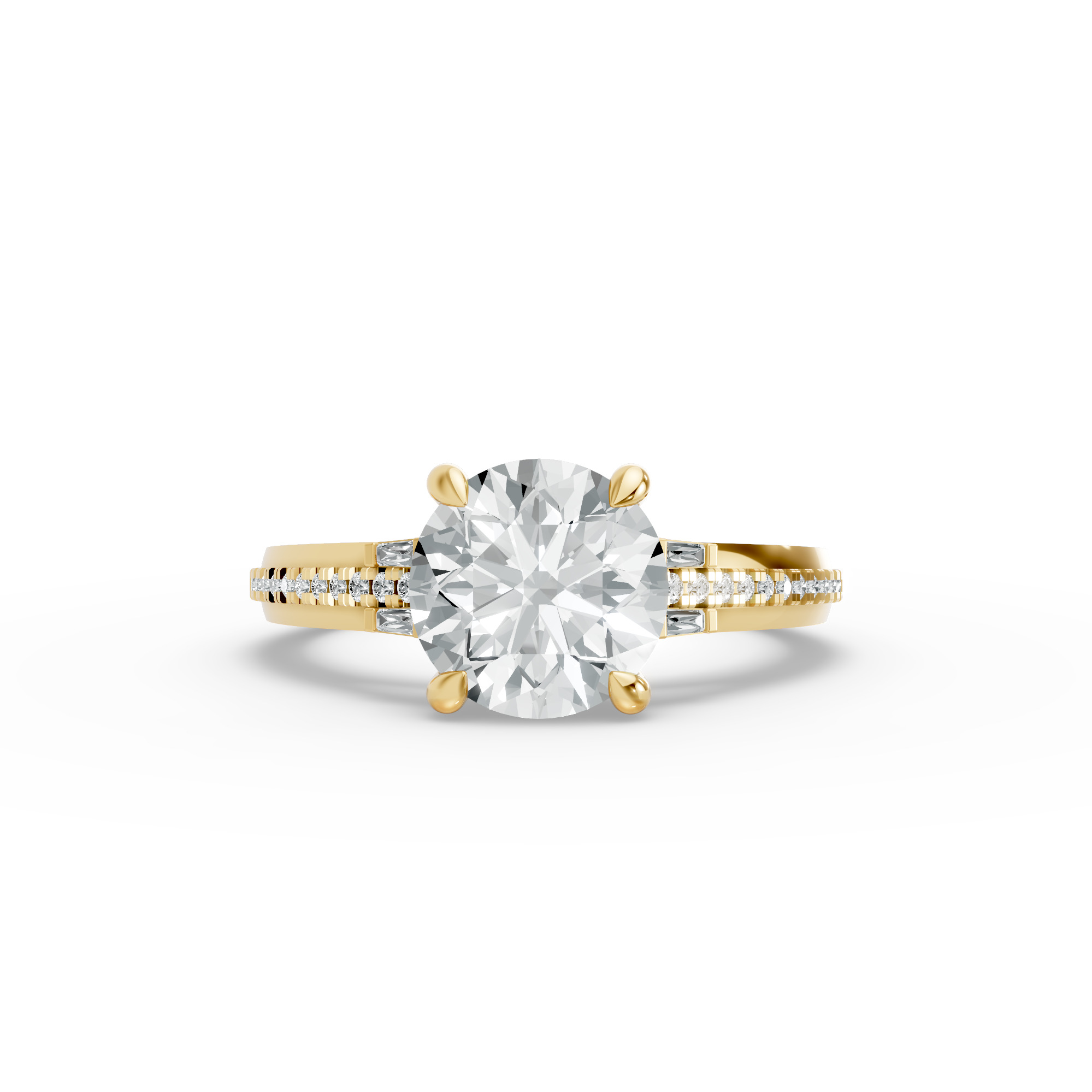 Round Shape Diamond Fancy Engagement Ring in Gold