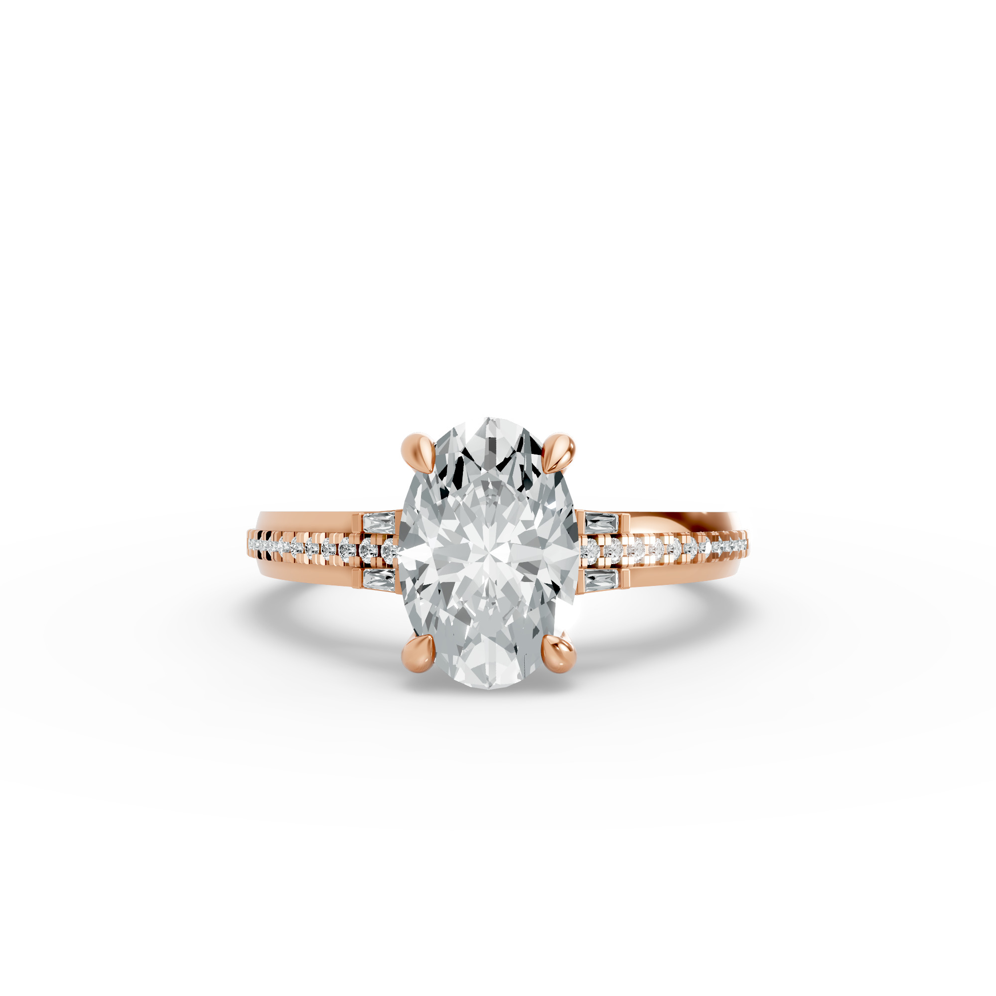 Oval Shape Diamond Fancy Engagement Ring in Gold