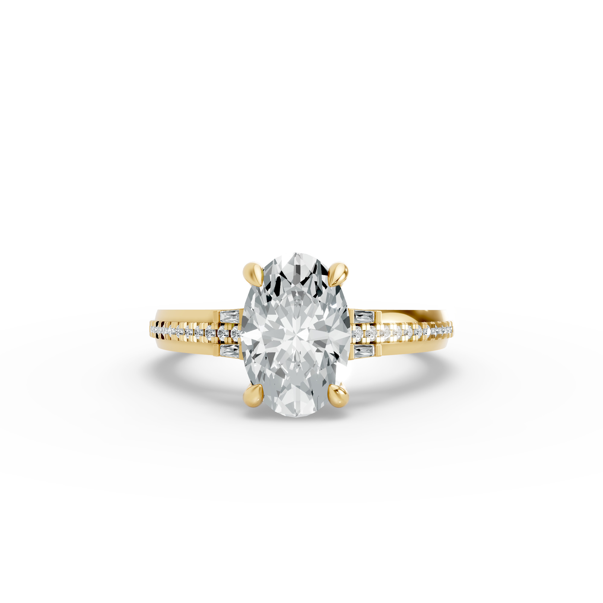 Oval Shape Diamond Fancy Engagement Ring in Gold