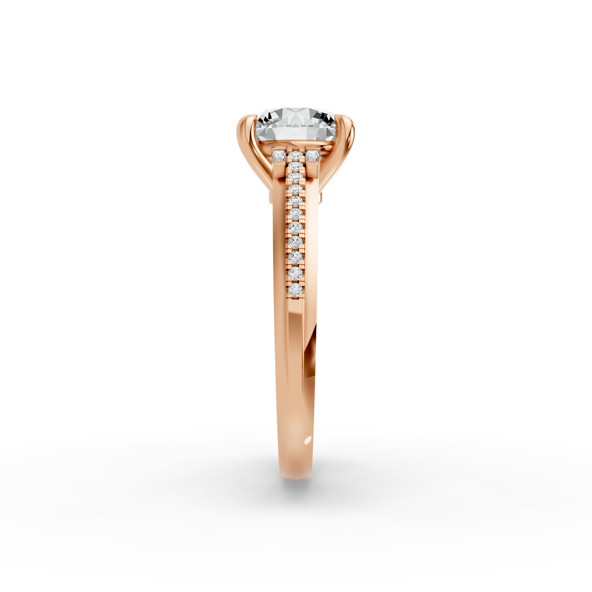 Round Shape Diamond Fancy Engagement Ring in Gold