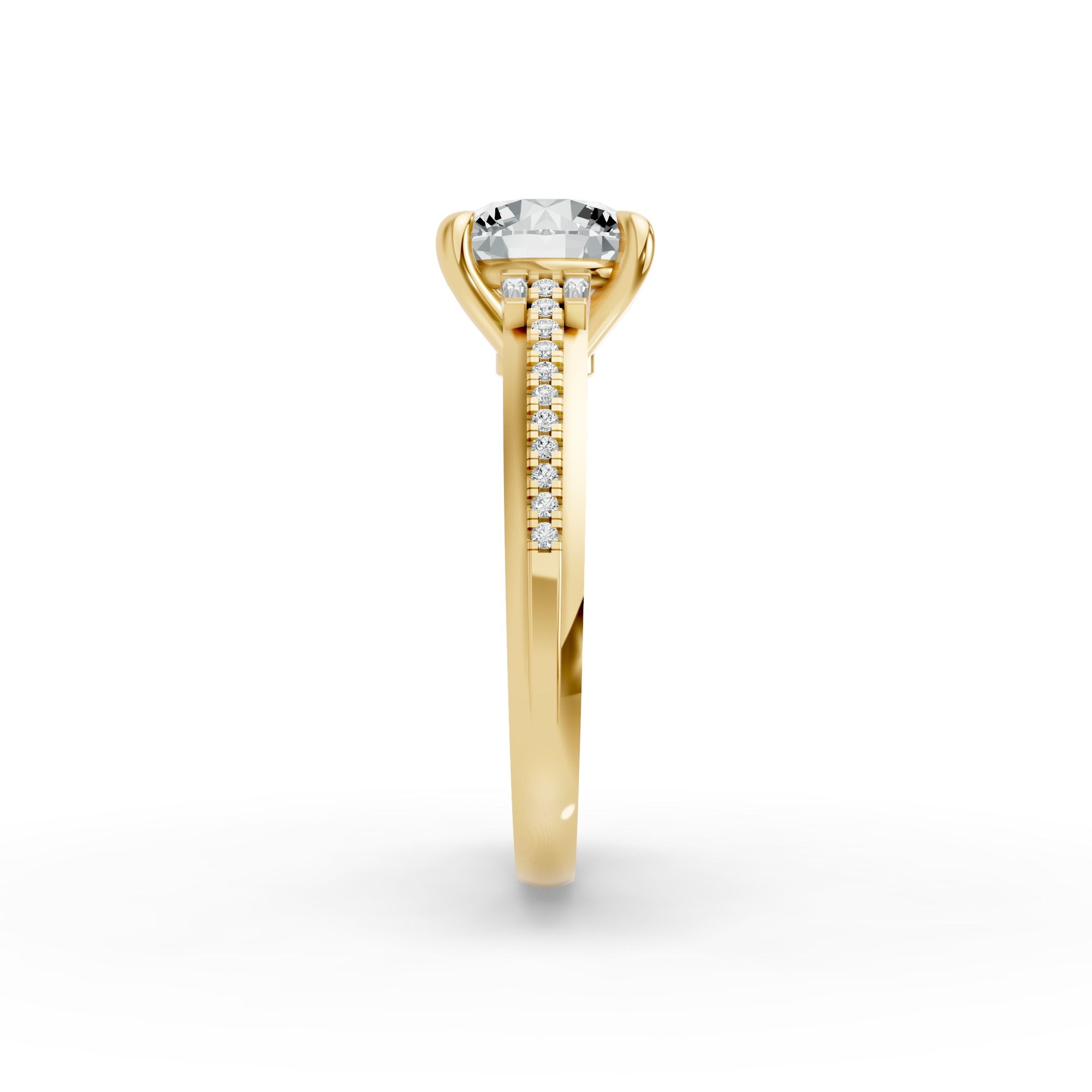 Round Shape Diamond Fancy Engagement Ring in Gold