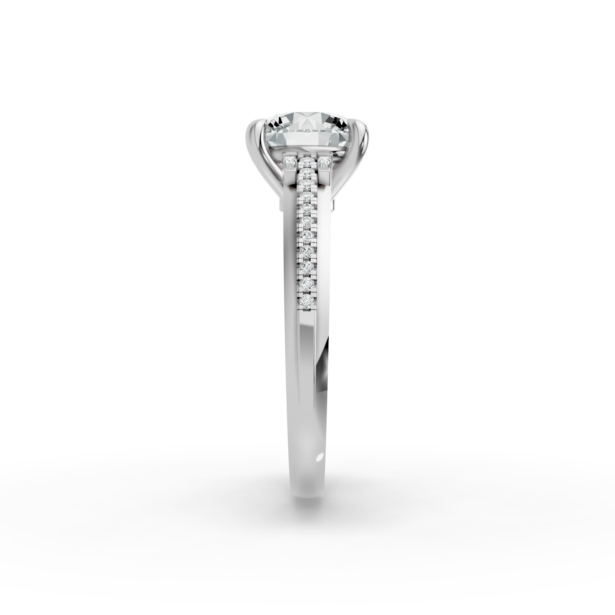 Round Shape Diamond Fancy Engagement Ring in Gold
