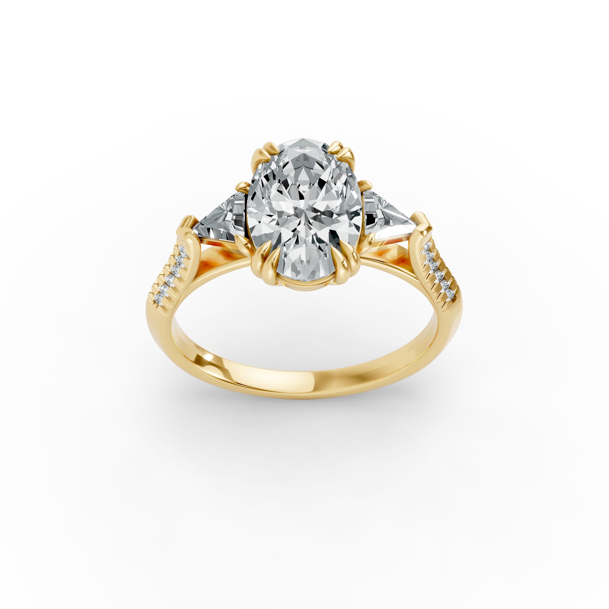 Oval Shape Diamond Fancy Engagement Ring in Gold