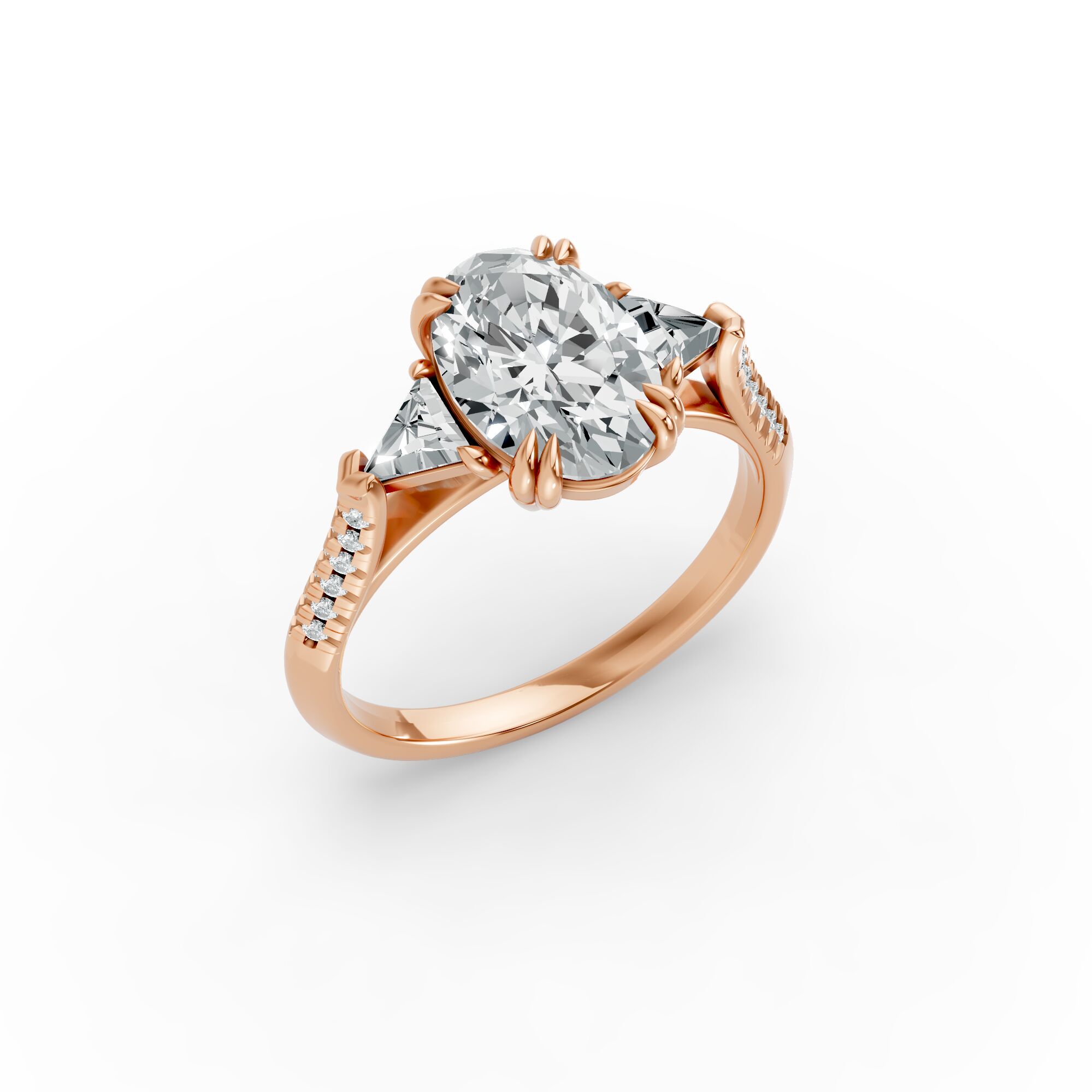 Oval Shape Diamond Fancy Engagement Ring in Gold