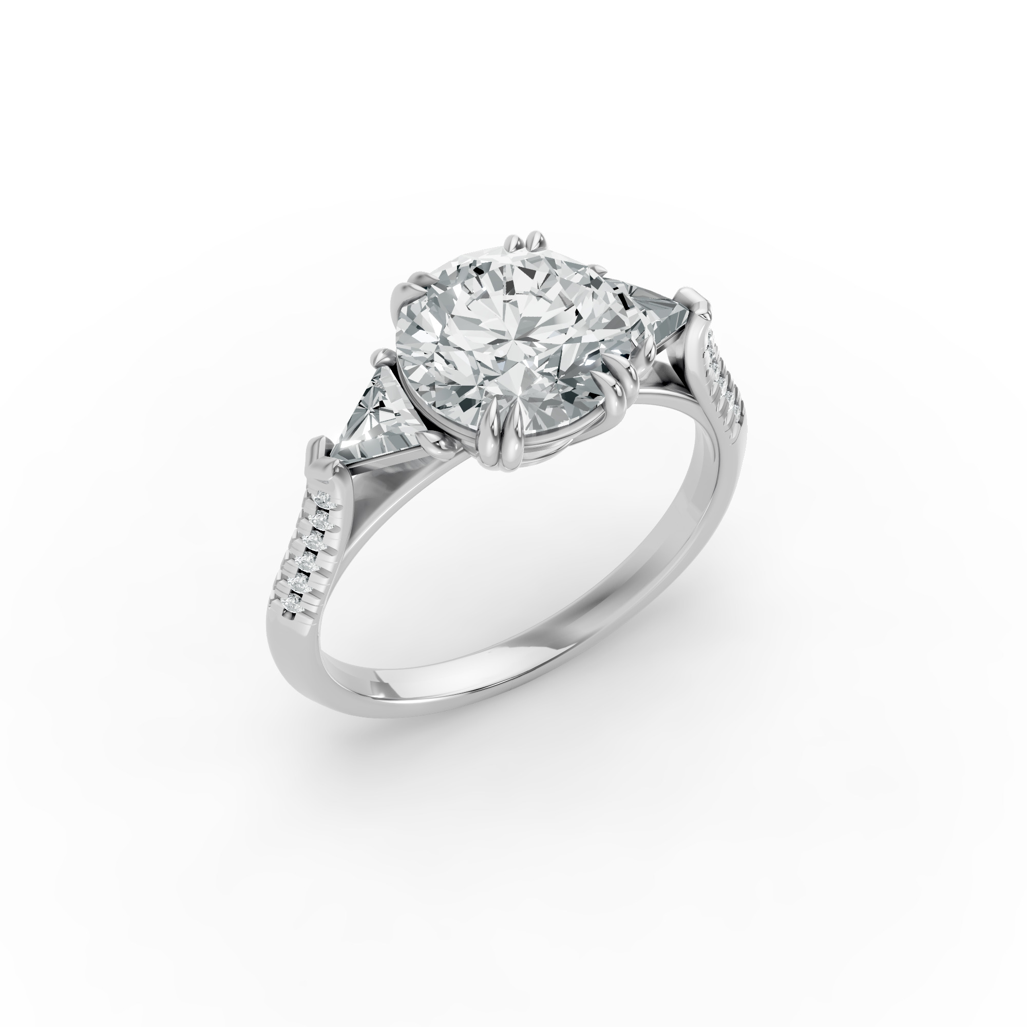 Round Shape Diamond Fancy Engagement Ring in Gold