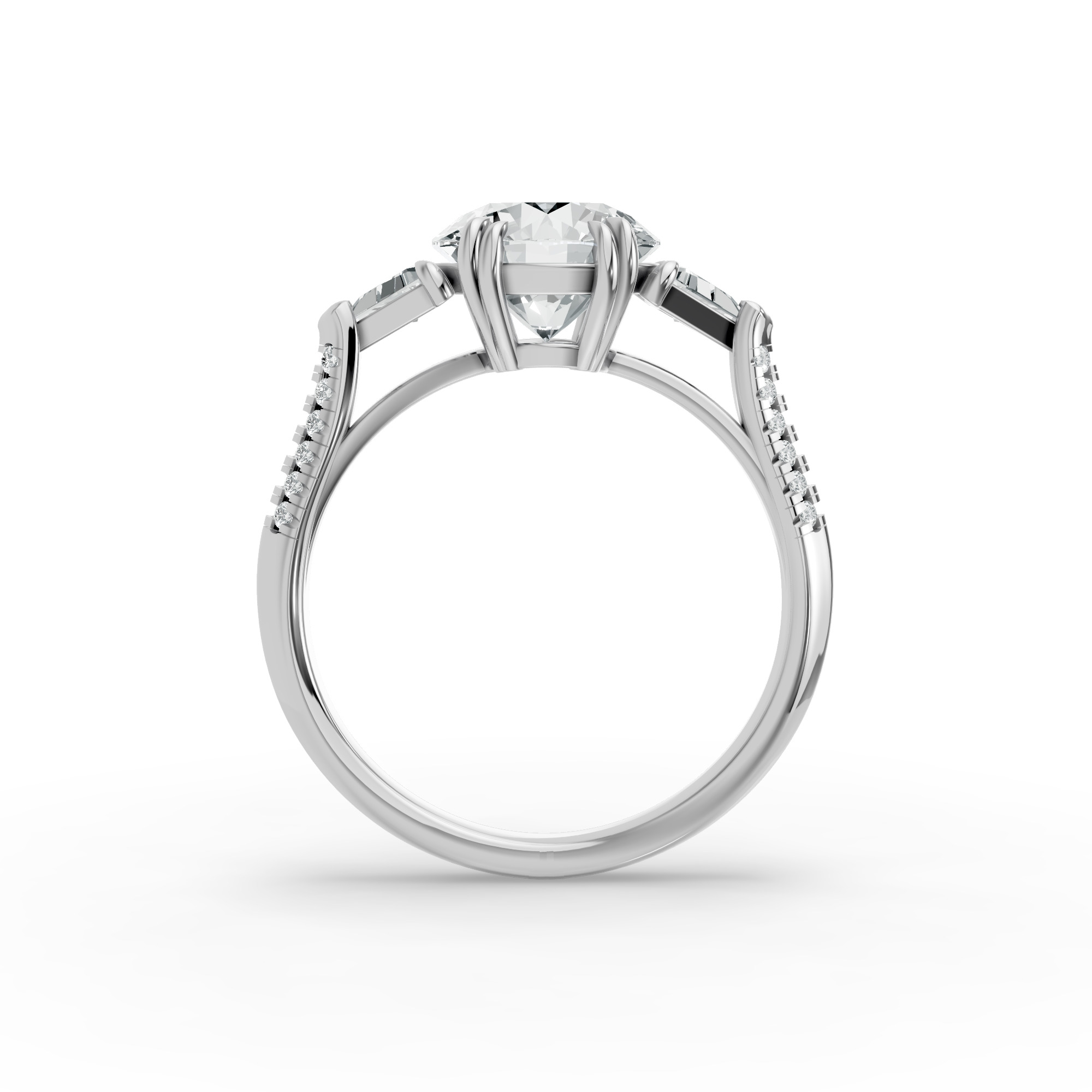 Round Shape Diamond Fancy Engagement Ring in Gold