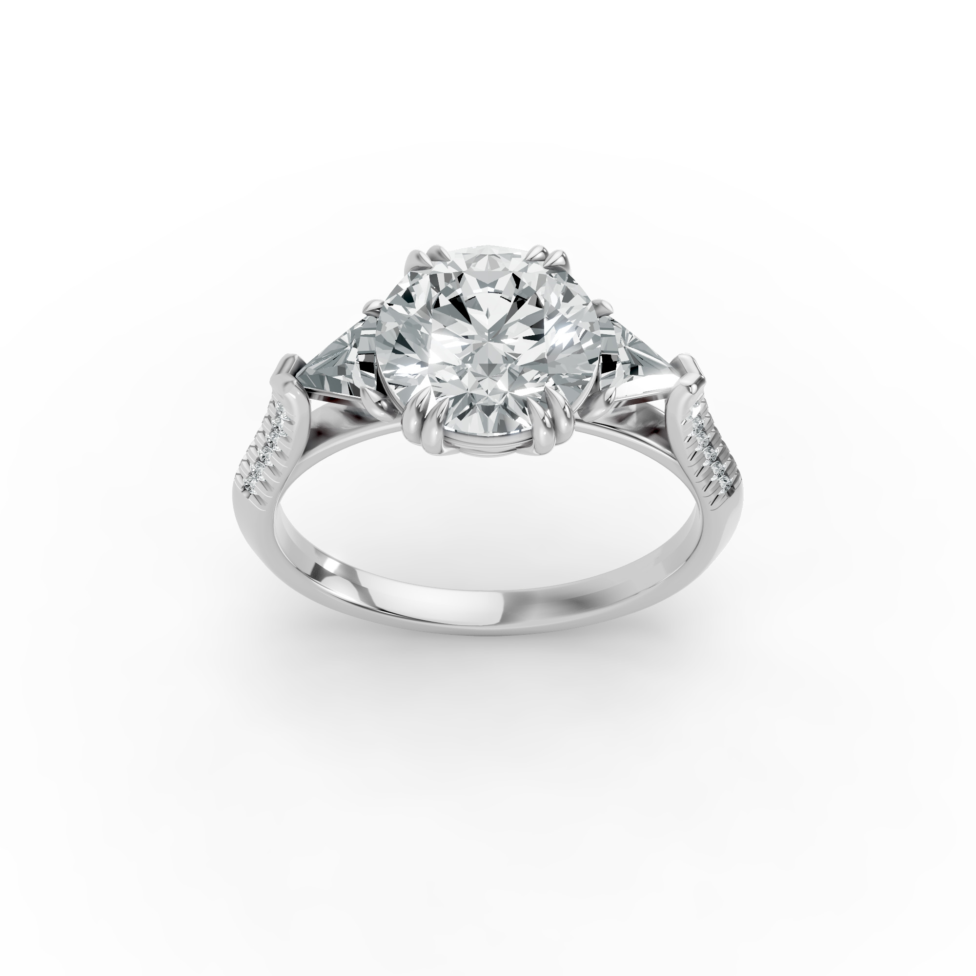 Round Shape Diamond Fancy Engagement Ring in Gold