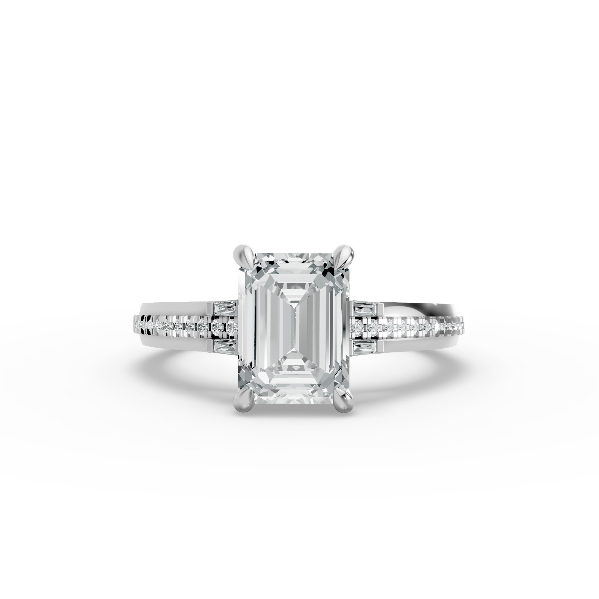 Emerald Shape Diamond Fancy Engagement Ring in Gold