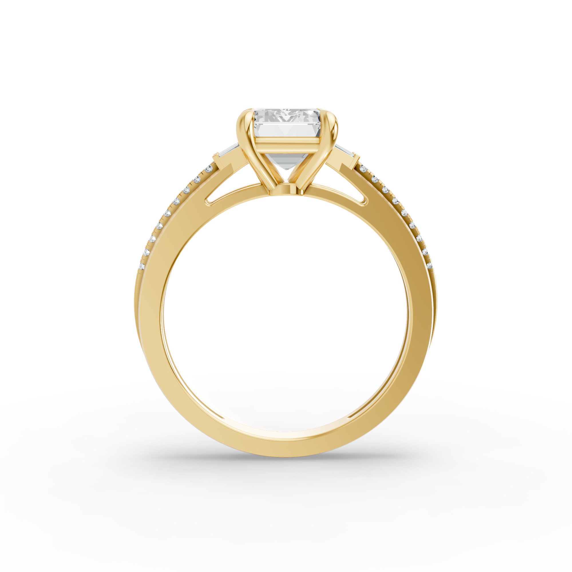 Emerald Shape Diamond Fancy Engagement Ring in Gold