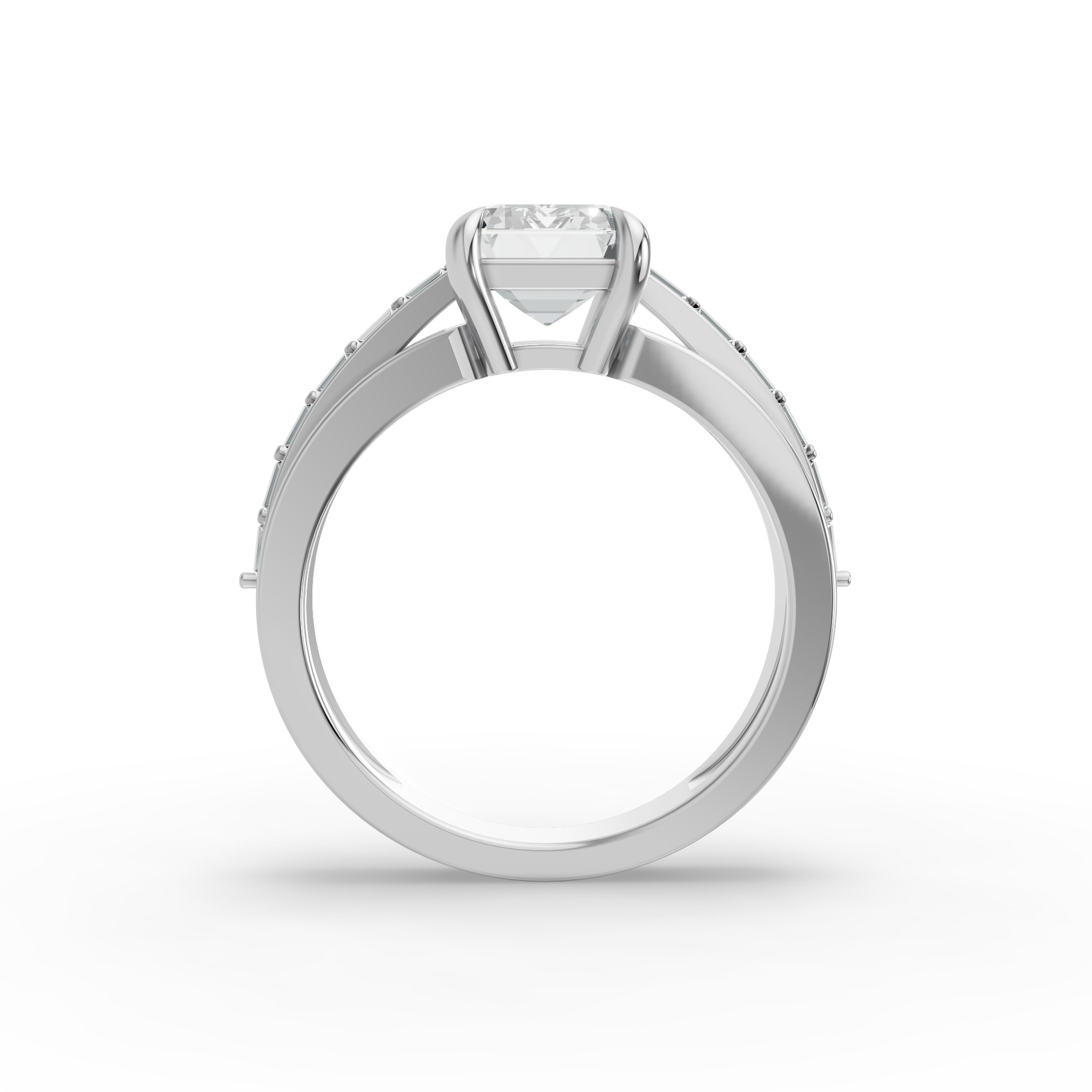 Emerald Shape Diamond Fancy Engagement Ring in Gold