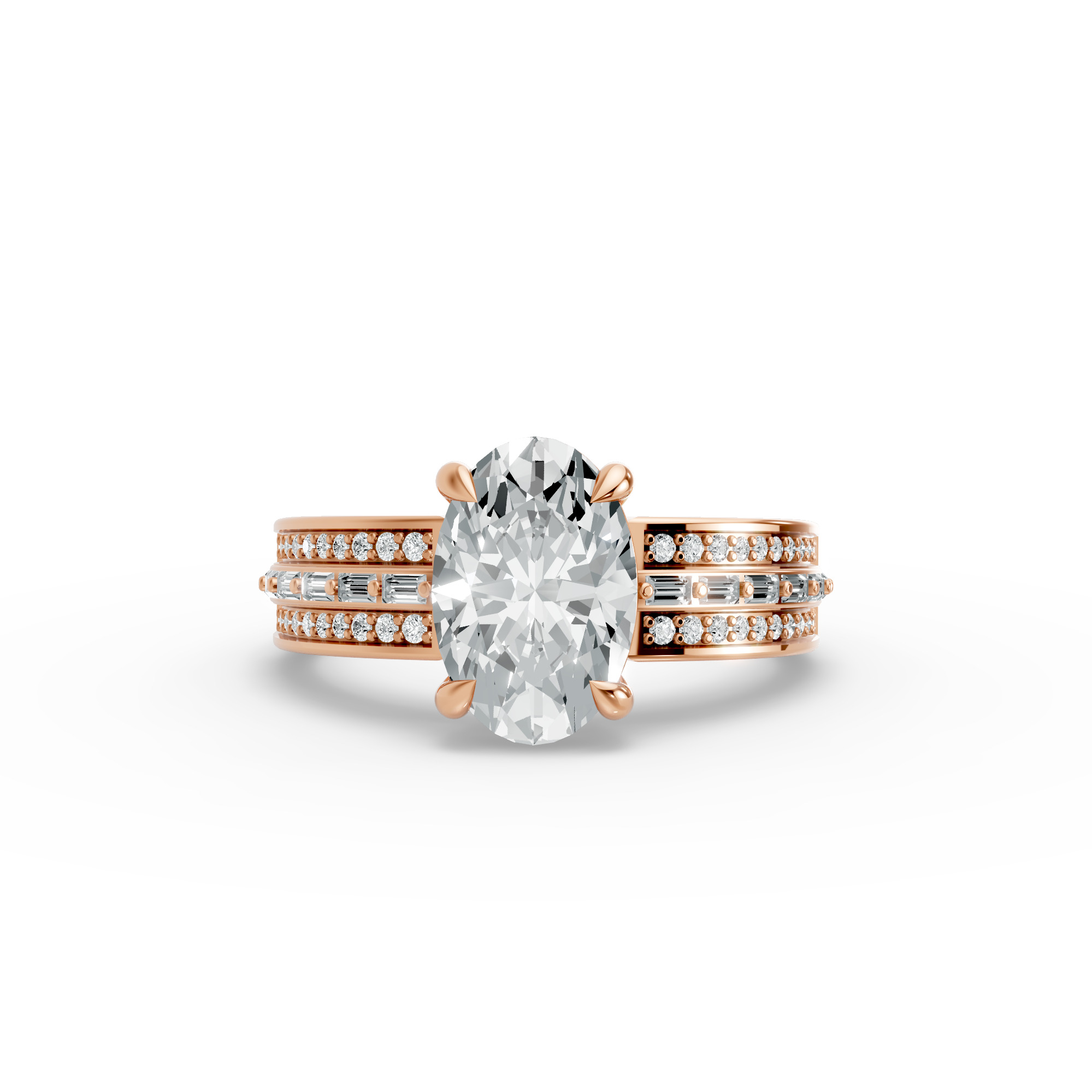 Oval Shape Diamond Fancy Engagement Ring in Gold