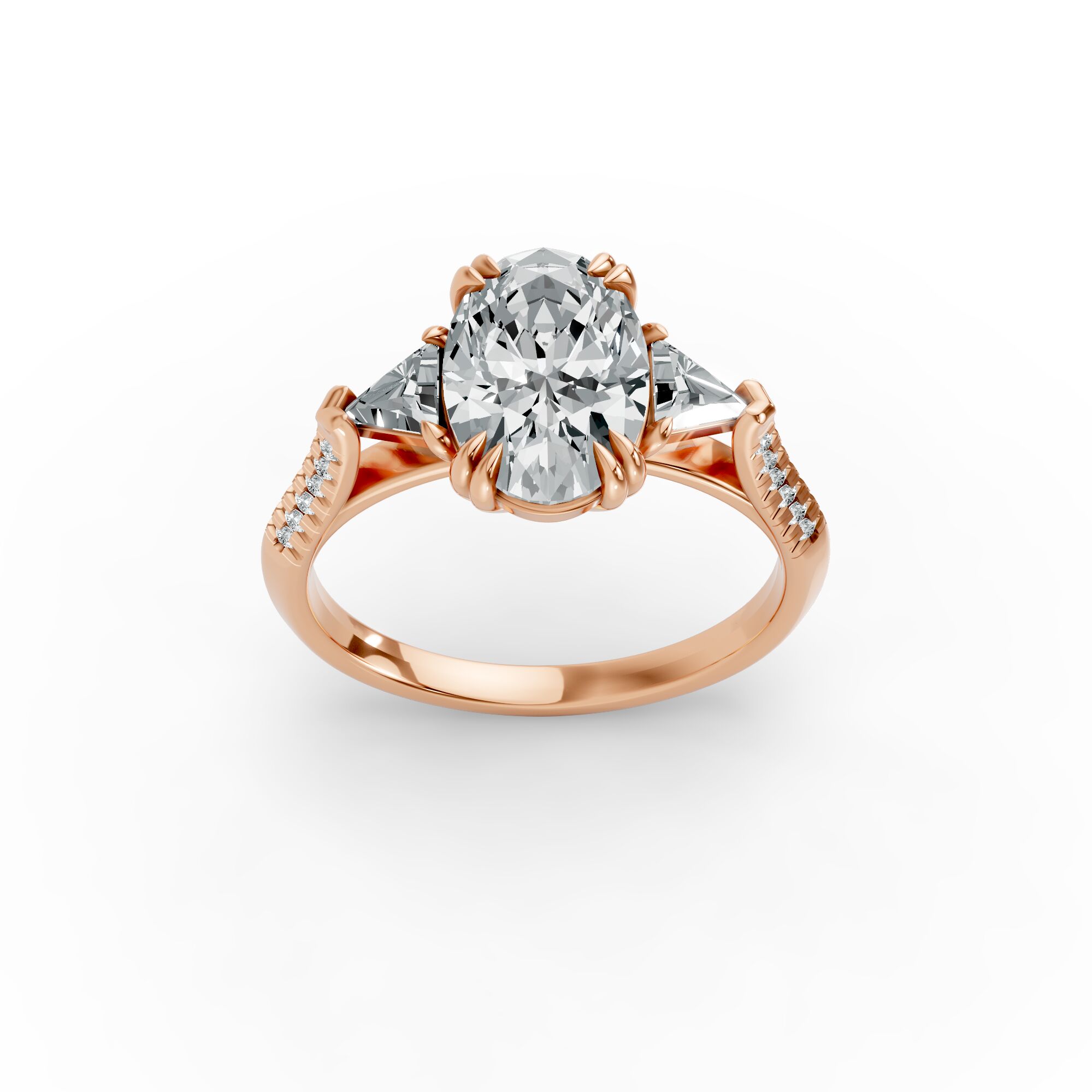 Oval Shape Diamond Fancy Engagement Ring in Gold