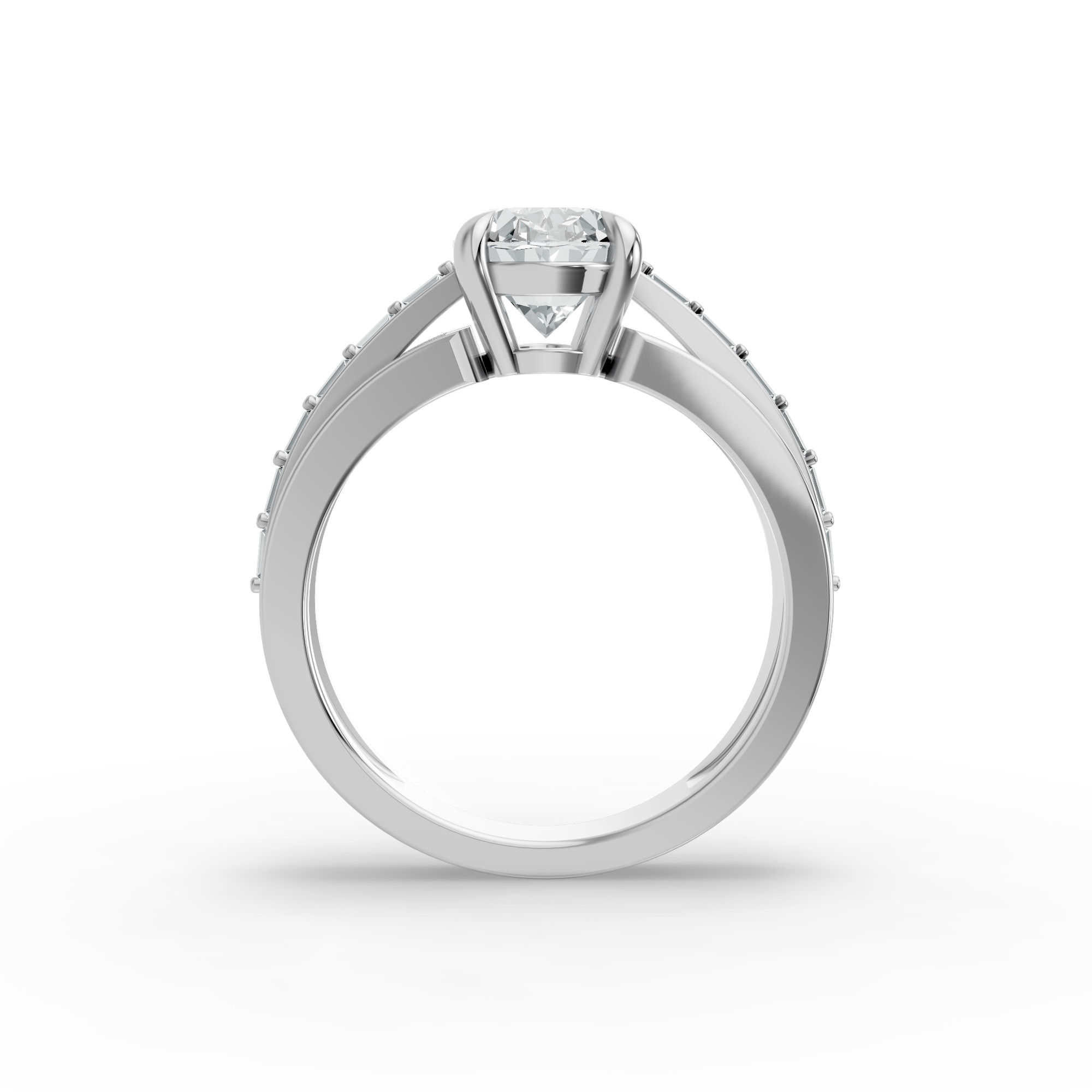 Oval Shape Diamond Fancy Engagement Ring in Gold
