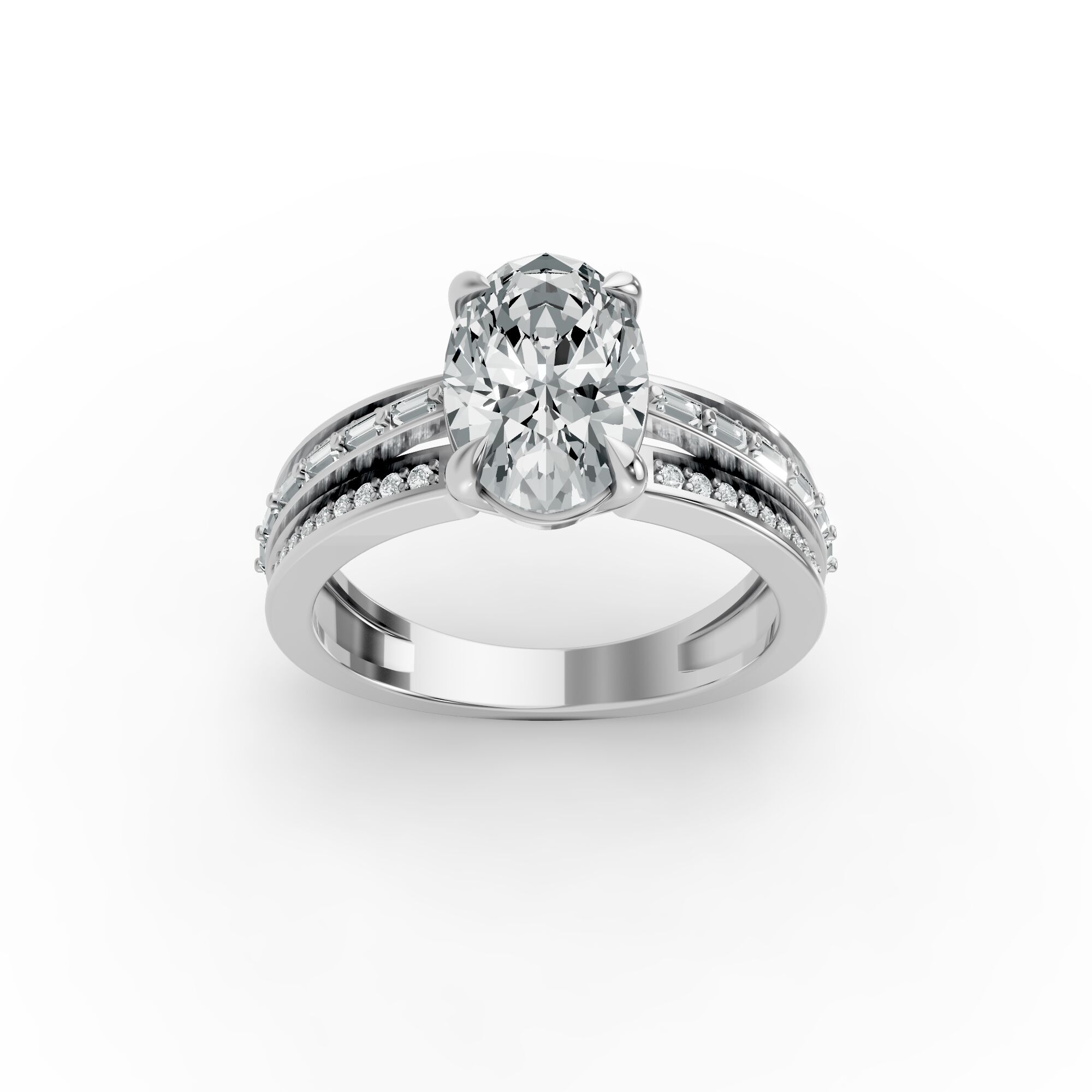 Oval Shape Diamond Fancy Engagement Ring in Gold