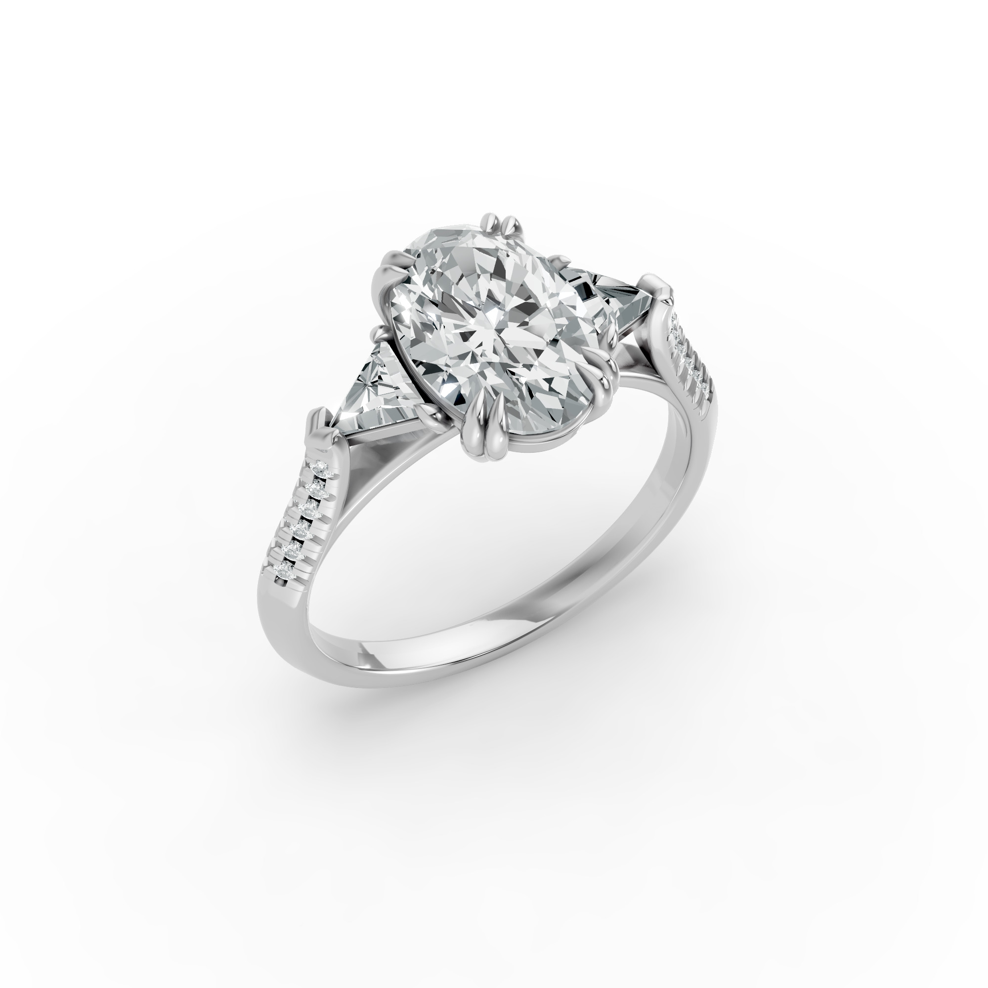 Oval Shape Diamond Fancy Engagement Ring in Gold