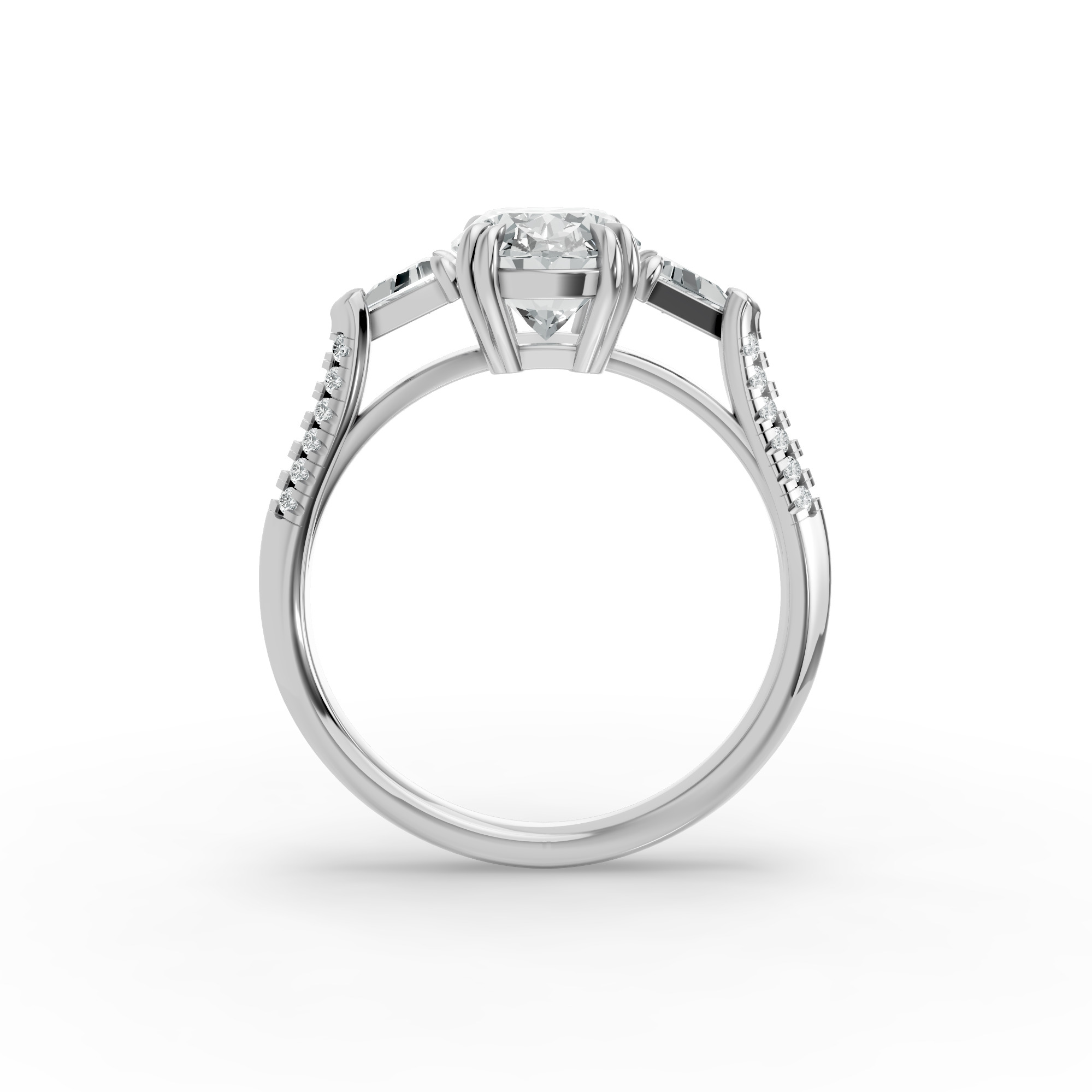 Oval Shape Diamond Fancy Engagement Ring in Gold