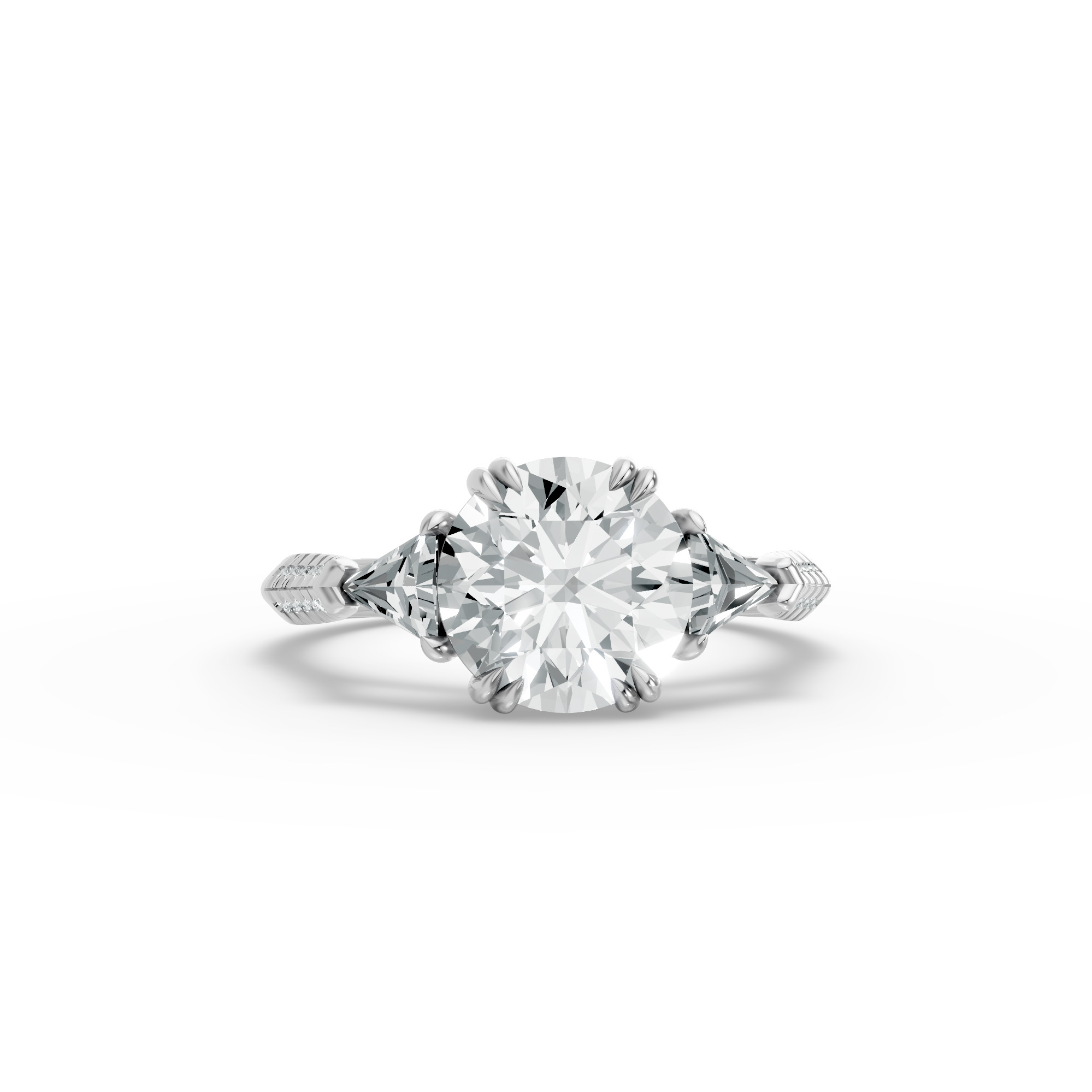 Round Shape Diamond Fancy Engagement Ring in Gold