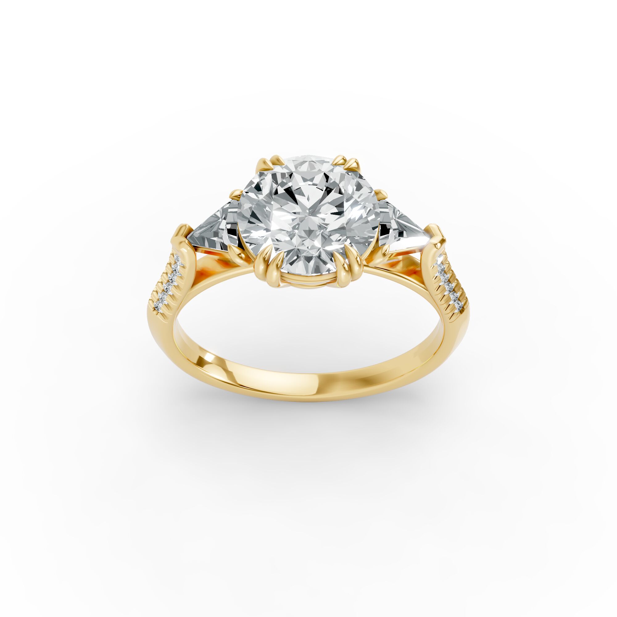 Round Shape Diamond Fancy Engagement Ring in Gold