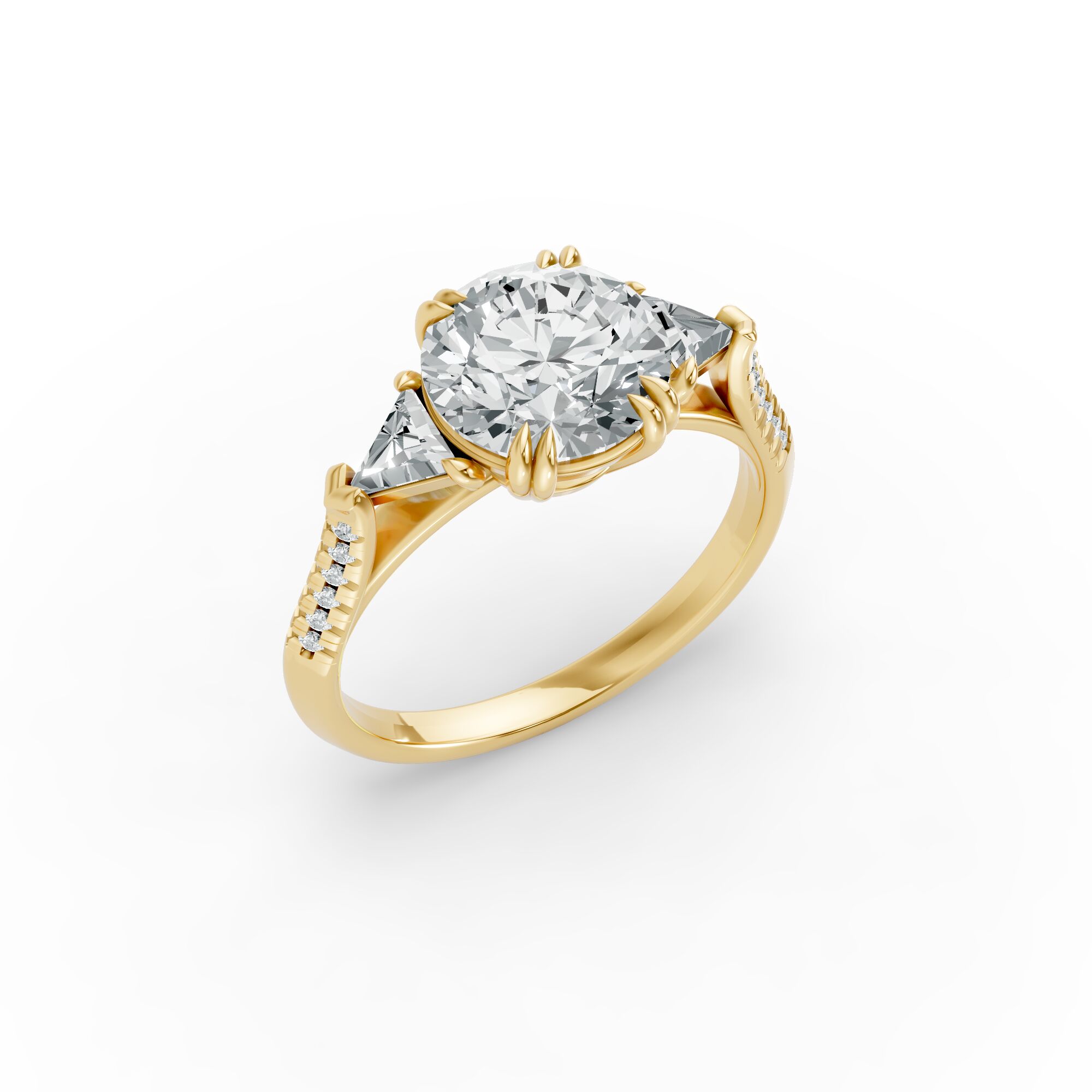 Round Shape Diamond Fancy Engagement Ring in Gold
