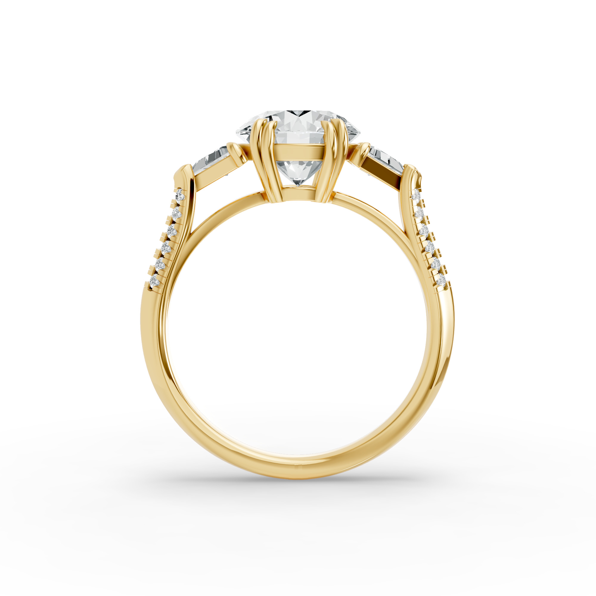 Round Shape Diamond Fancy Engagement Ring in Gold