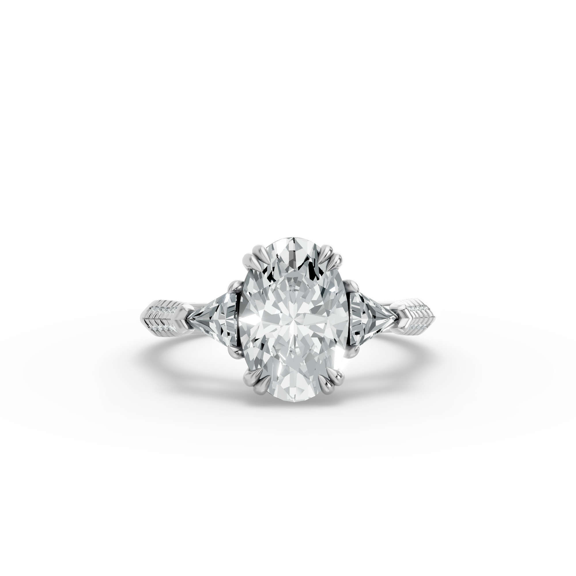 Oval Shape Diamond Fancy Engagement Ring in Gold