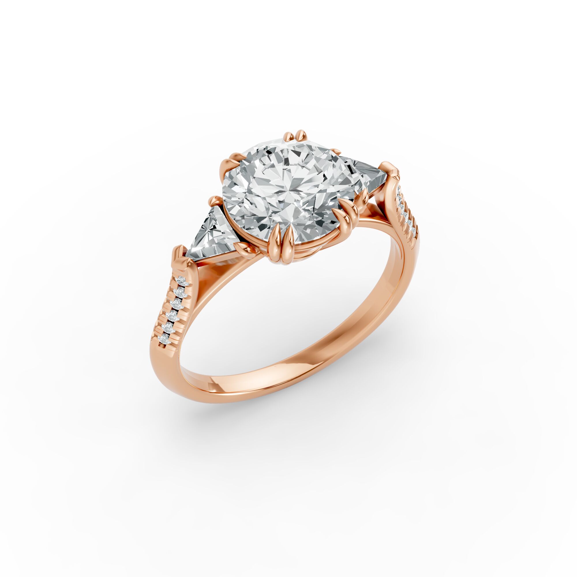 Round Shape Diamond Fancy Engagement Ring in Gold