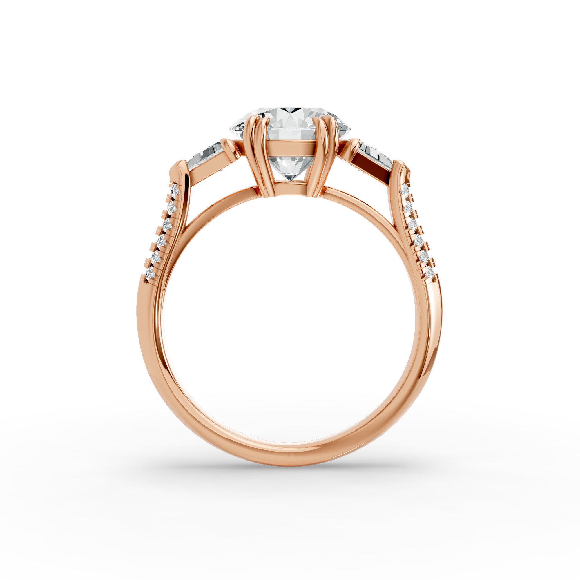 Round Shape Diamond Fancy Engagement Ring in Gold