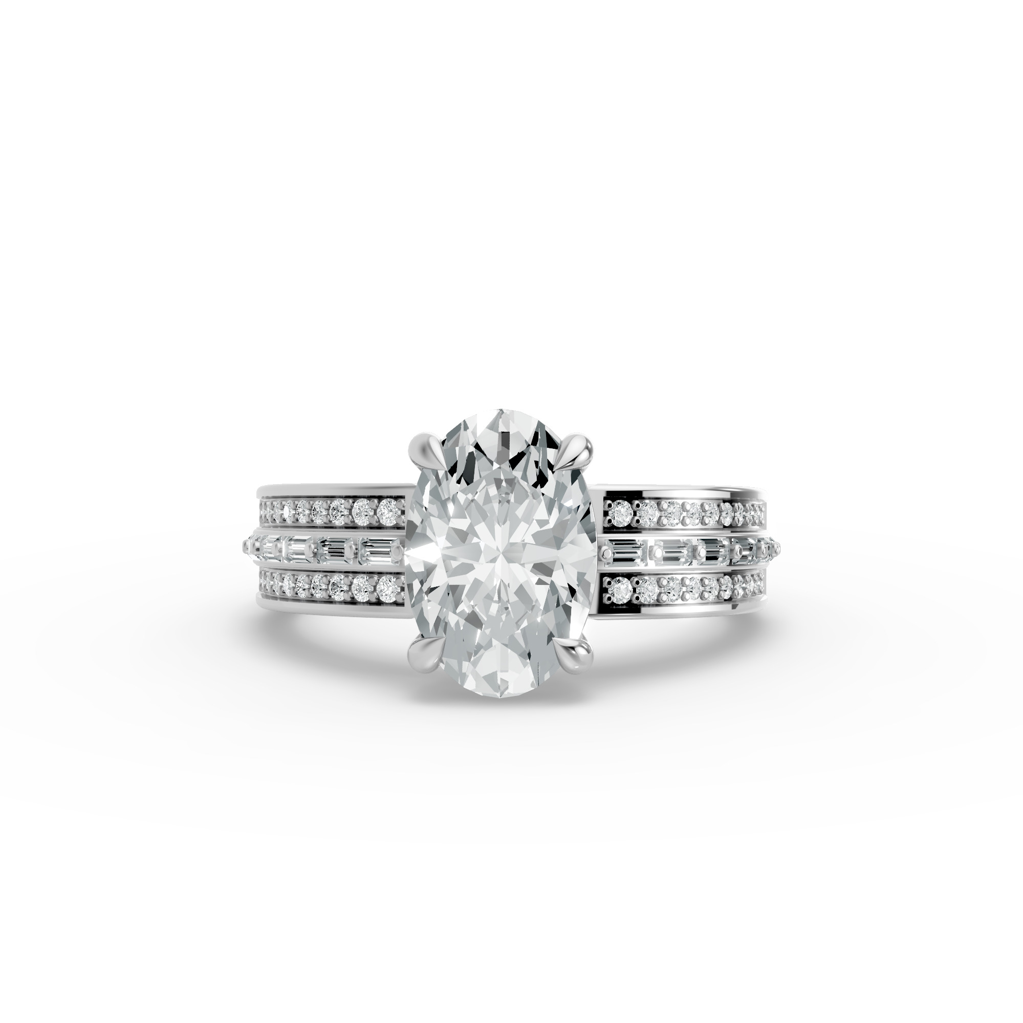 Oval Shape Diamond Fancy Engagement Ring in Gold