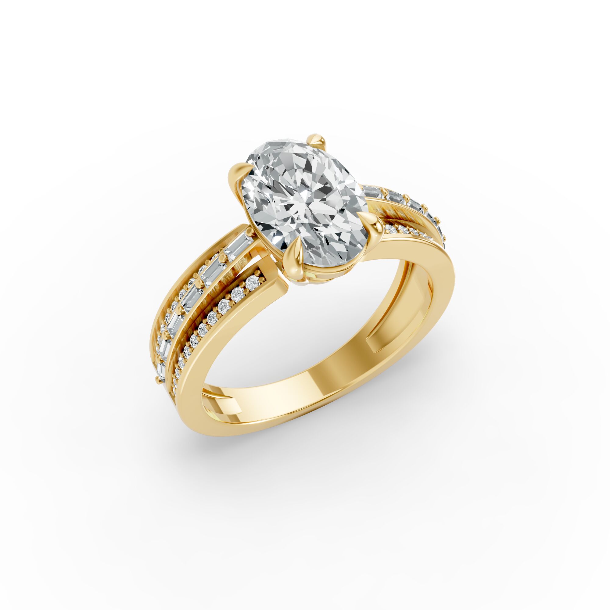 Oval Shape Diamond Fancy Engagement Ring in Gold