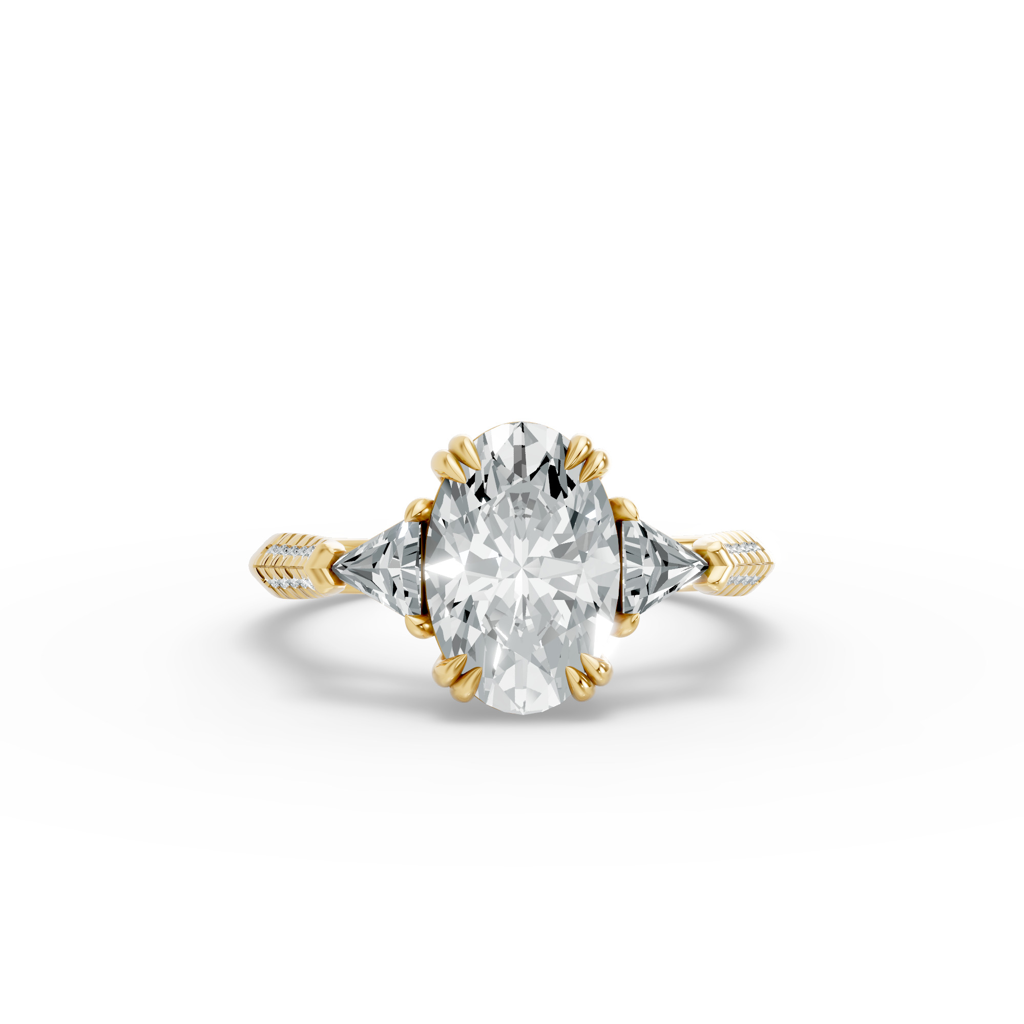Oval Shape Diamond Fancy Engagement Ring in Gold