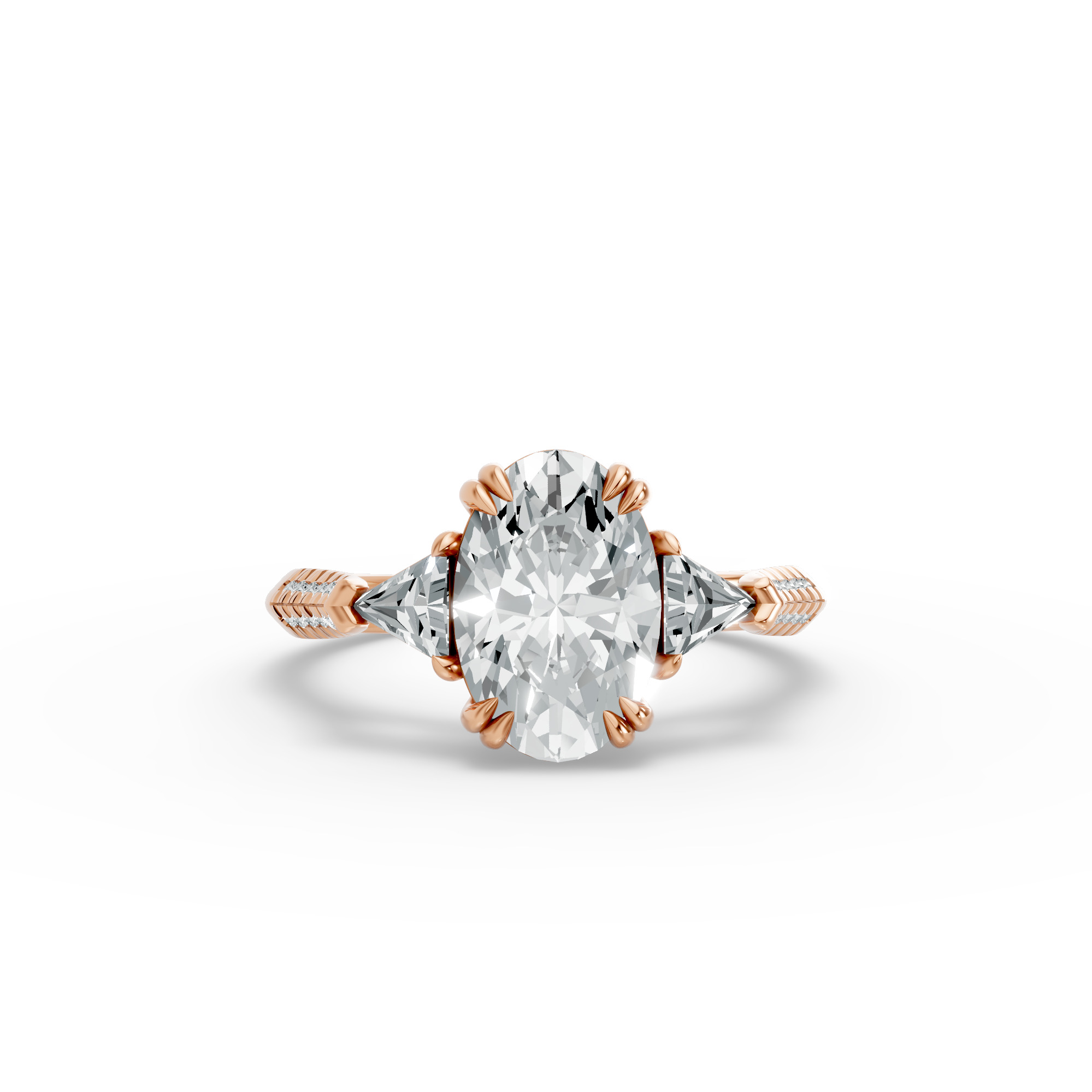 Oval Shape Diamond Fancy Engagement Ring in Gold