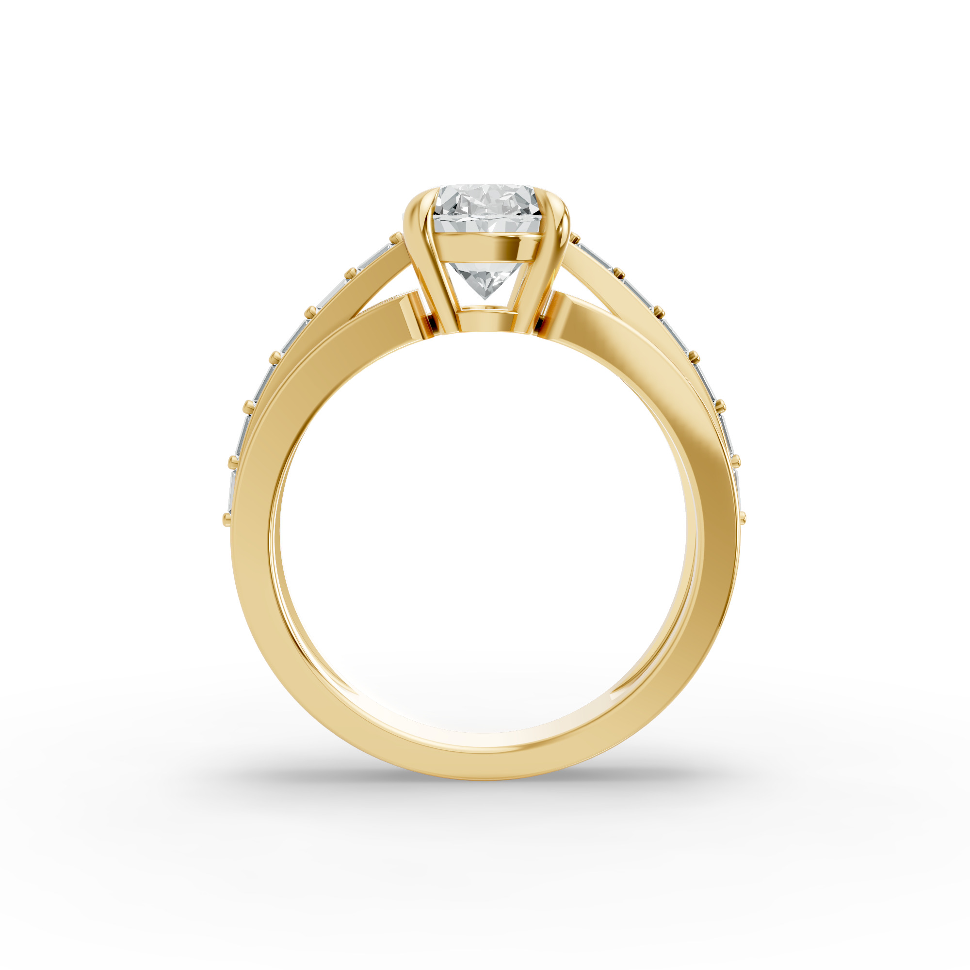 Oval Shape Diamond Fancy Engagement Ring in Gold